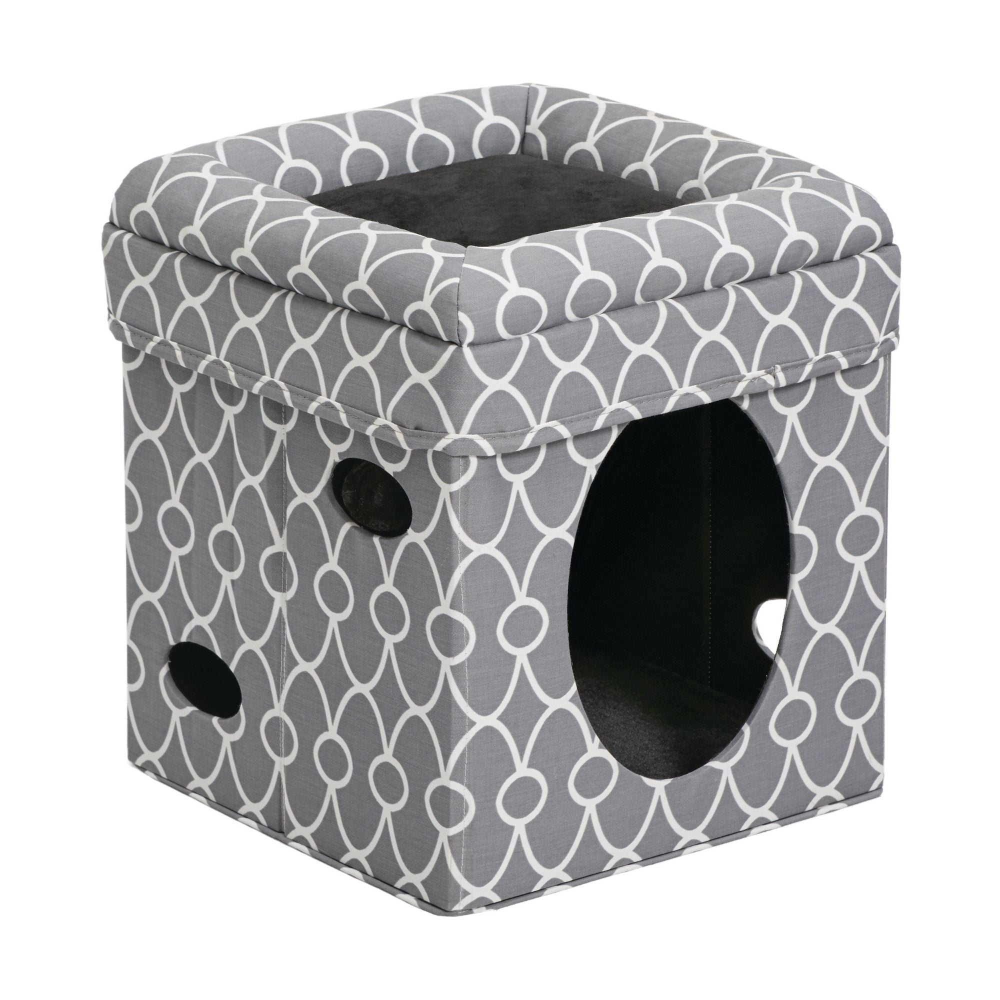 MidWest Homes for Pets Curious Cat Cube Gray Geo 1ea/15 X 15