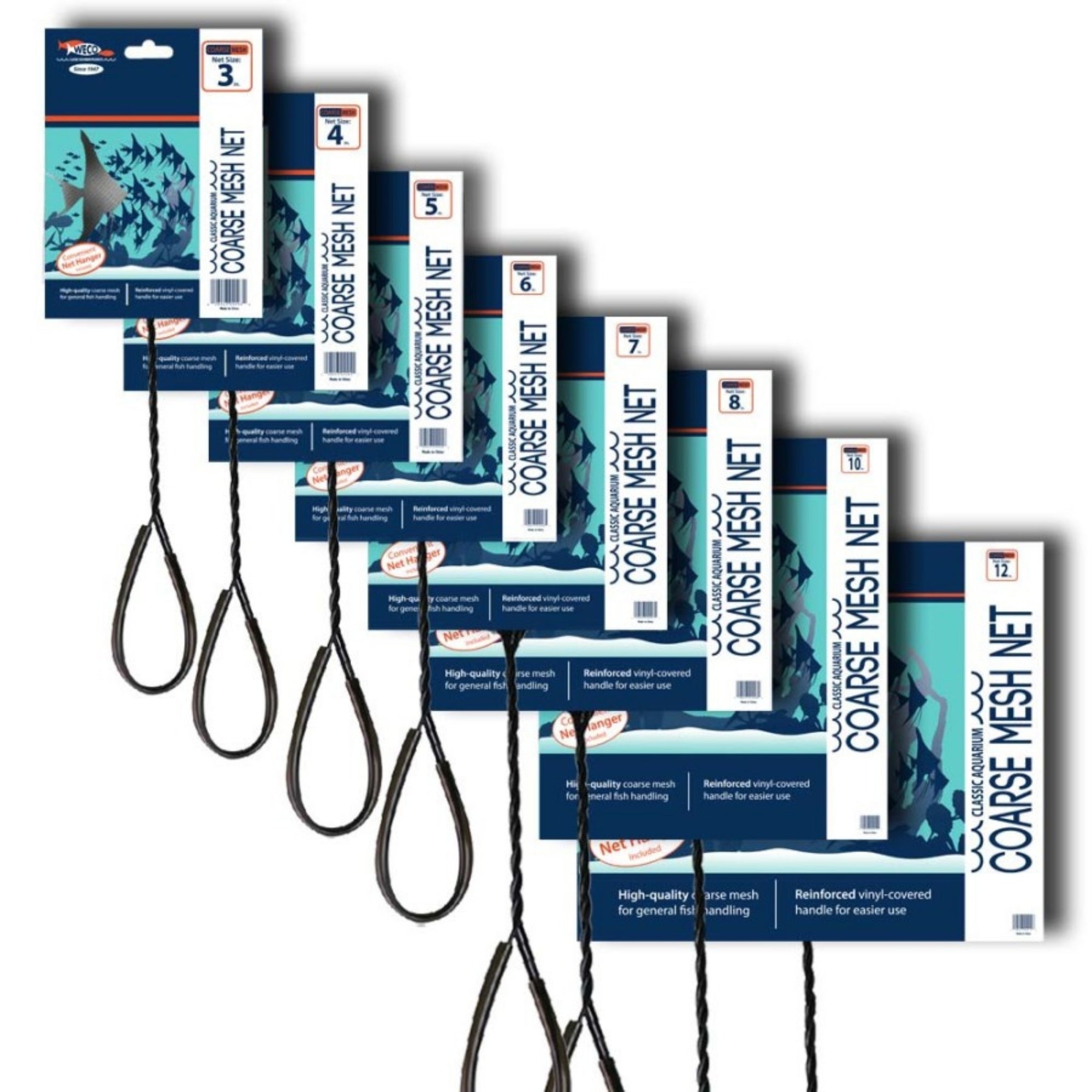 Weco Products Classic Coarse Mesh Net Extra Long Handle, Black, 1ea/8 in