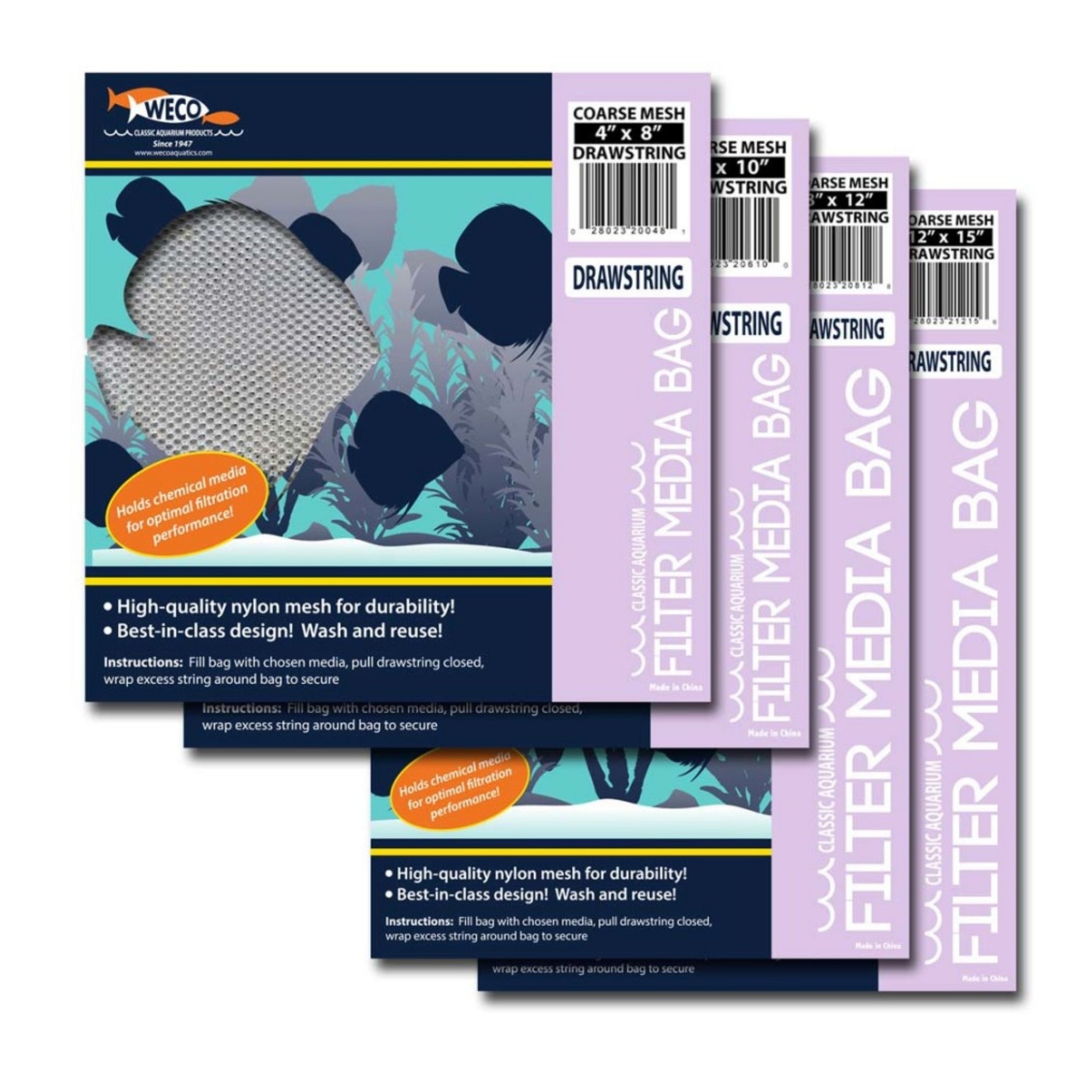 Weco Products Coarse Mesh Drawstring Filter Media Bag White, 1ea/6 In X 10 in