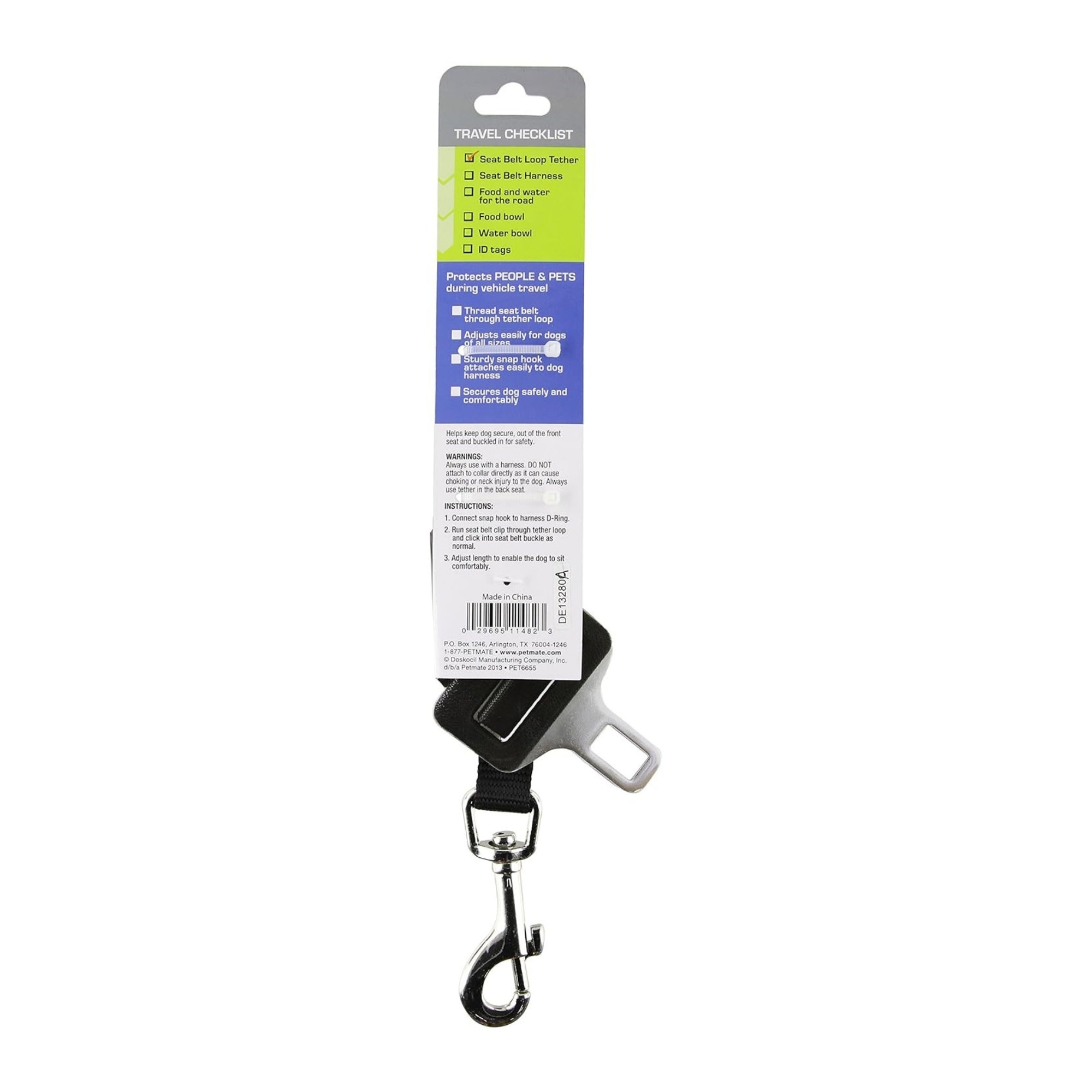 Petmate Seat Belt Loop Tether Black 1ea/MD