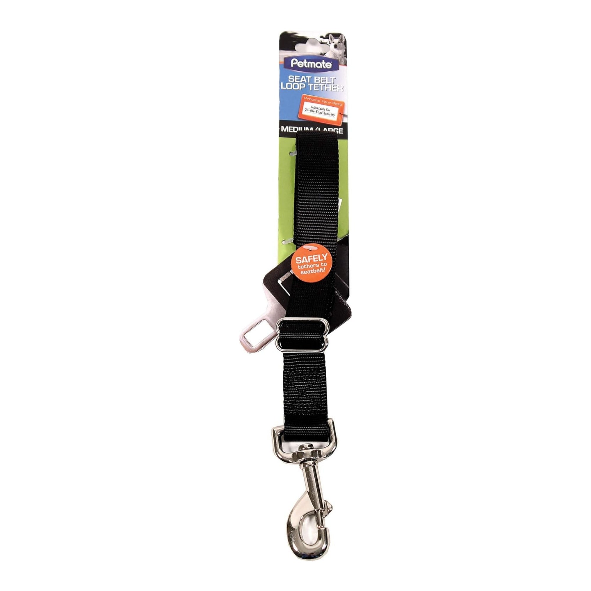 Petmate Seat Belt Loop Tether Black 1ea/LG
