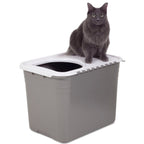 Petmate Top Entry Cat Litter Box Brushed Nickel Base, Pearl White Lid 1ea/One Size