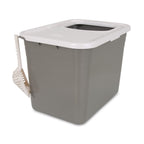 Petmate Top Entry Cat Litter Box Brushed Nickel Base, Pearl White Lid 1ea/One Size