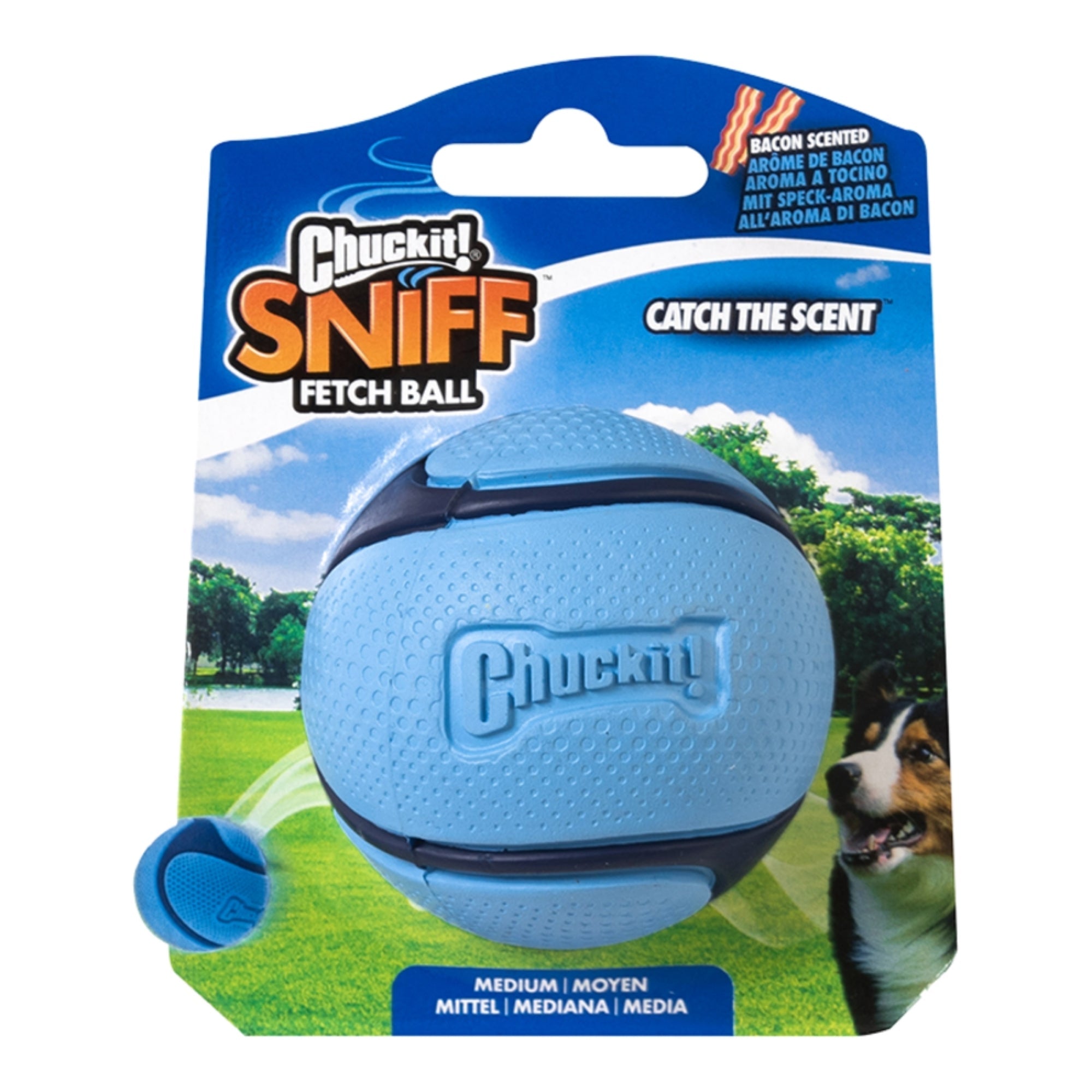 Chuckit Dog Sniff Fetch Ball Bacon Medium
