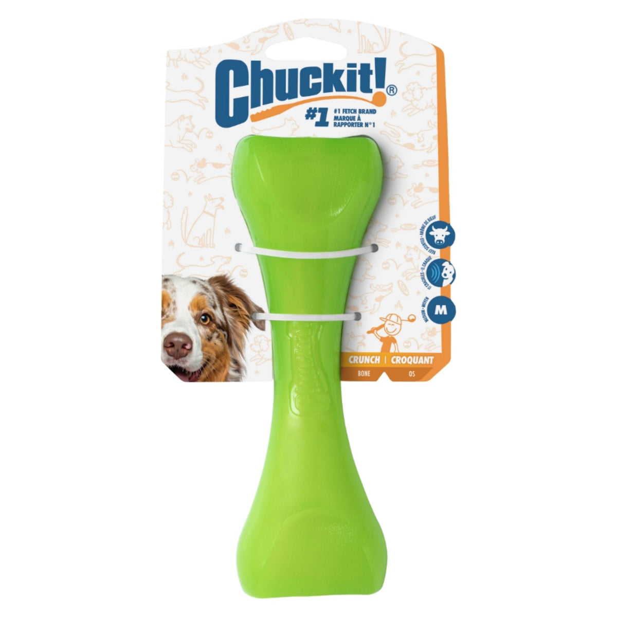 Chuckit Dog Hyper Bonz Crunch Bone Beef Scent Green Medium