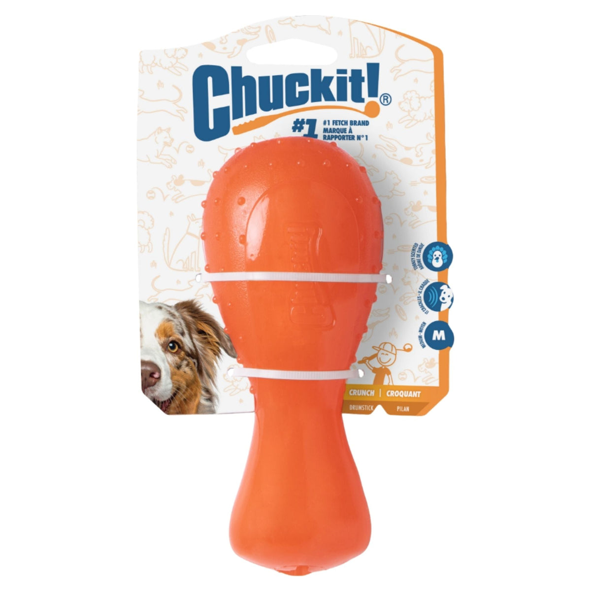 Chuckit Dog Hyper Bonz Crunch Drumstick Turkey Scent Orange Medium