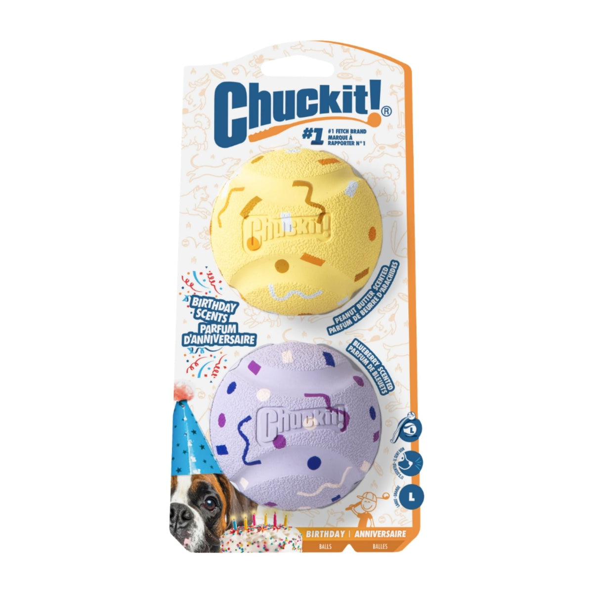 Chuckit Dog Birthday Ball Large 2 Pack