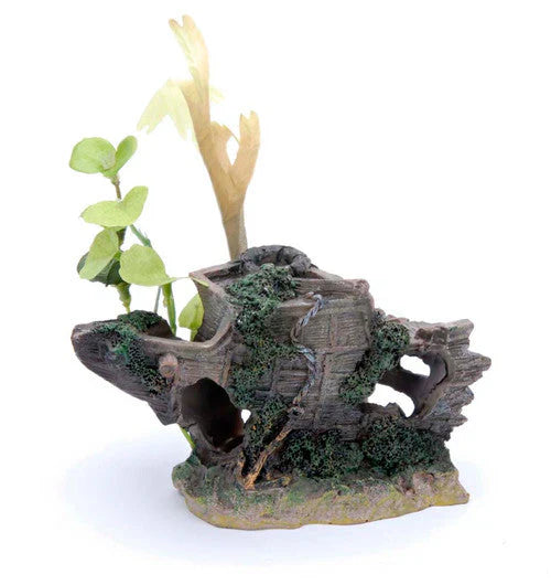 Penn-Plax Shipwreck Bow Aquarium Ornament Brown/Grey 1ea/3 in, SM