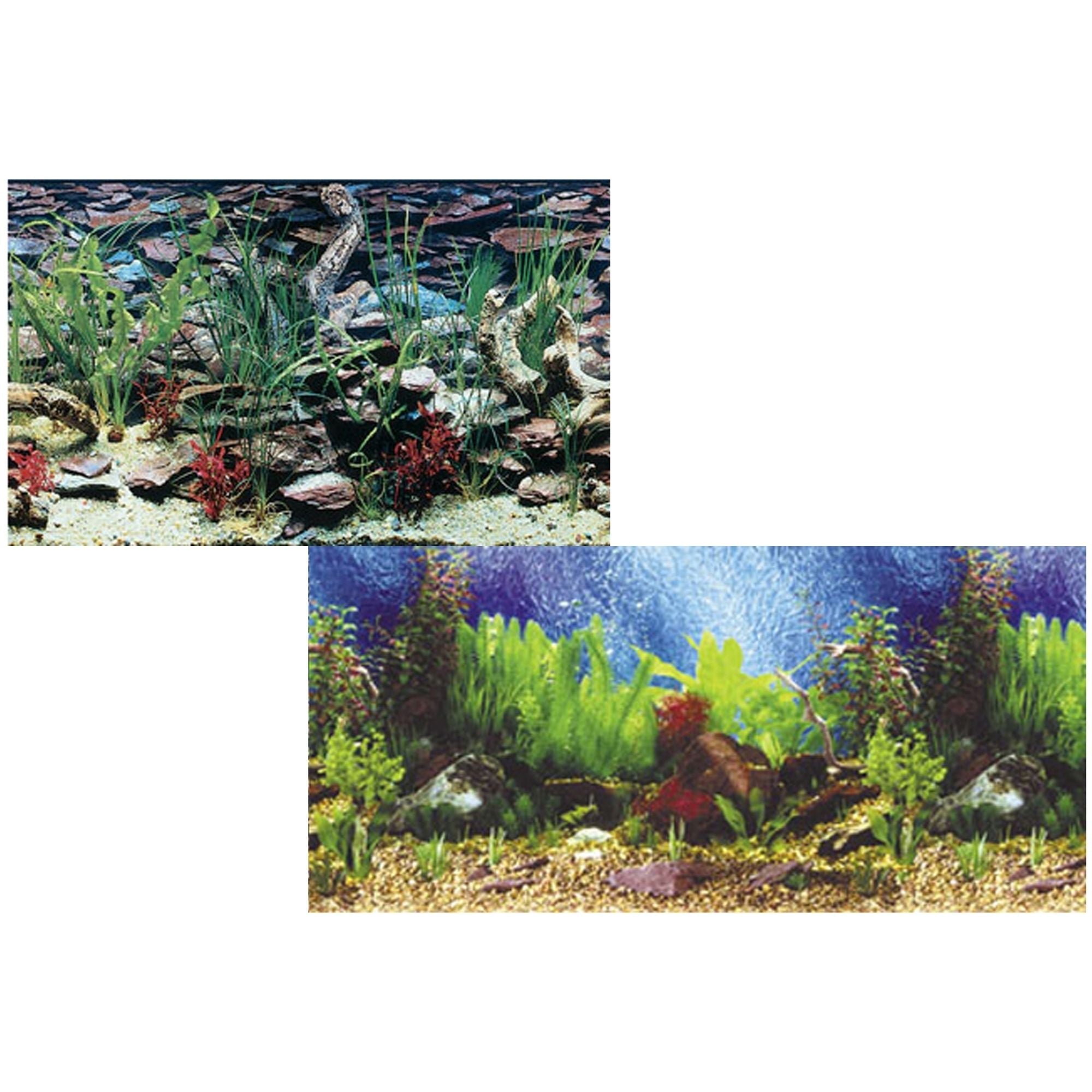 Penn-Plax Double Back Shalescape & Tropical Blue Background Roll 1ea/24In X 50 ft