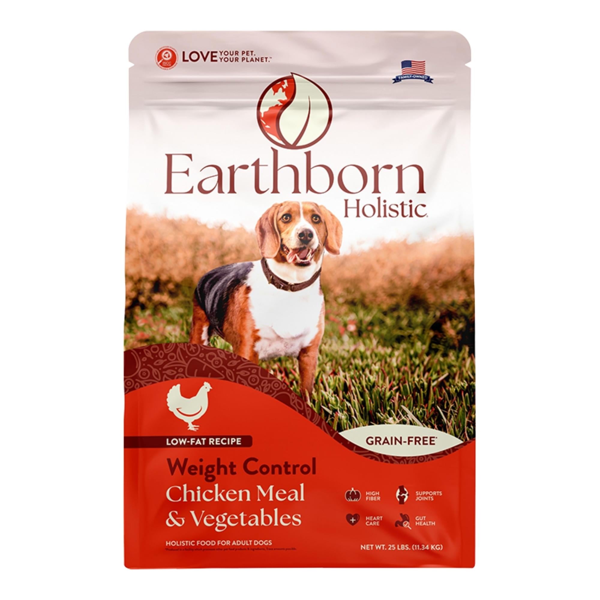 Earthborn Holistic Weight Control Grain-Free Dry Dog Food Chicken Meal & Vegetables 25lb