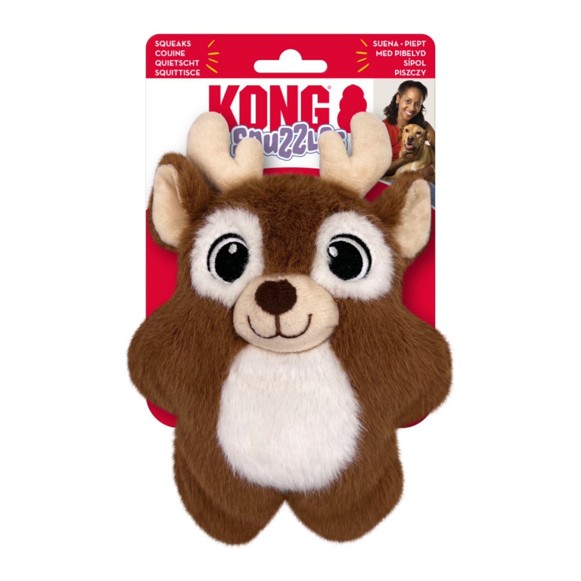 KONG Holiday Snuzzles Reindeer Dog Toy 1ea/SM