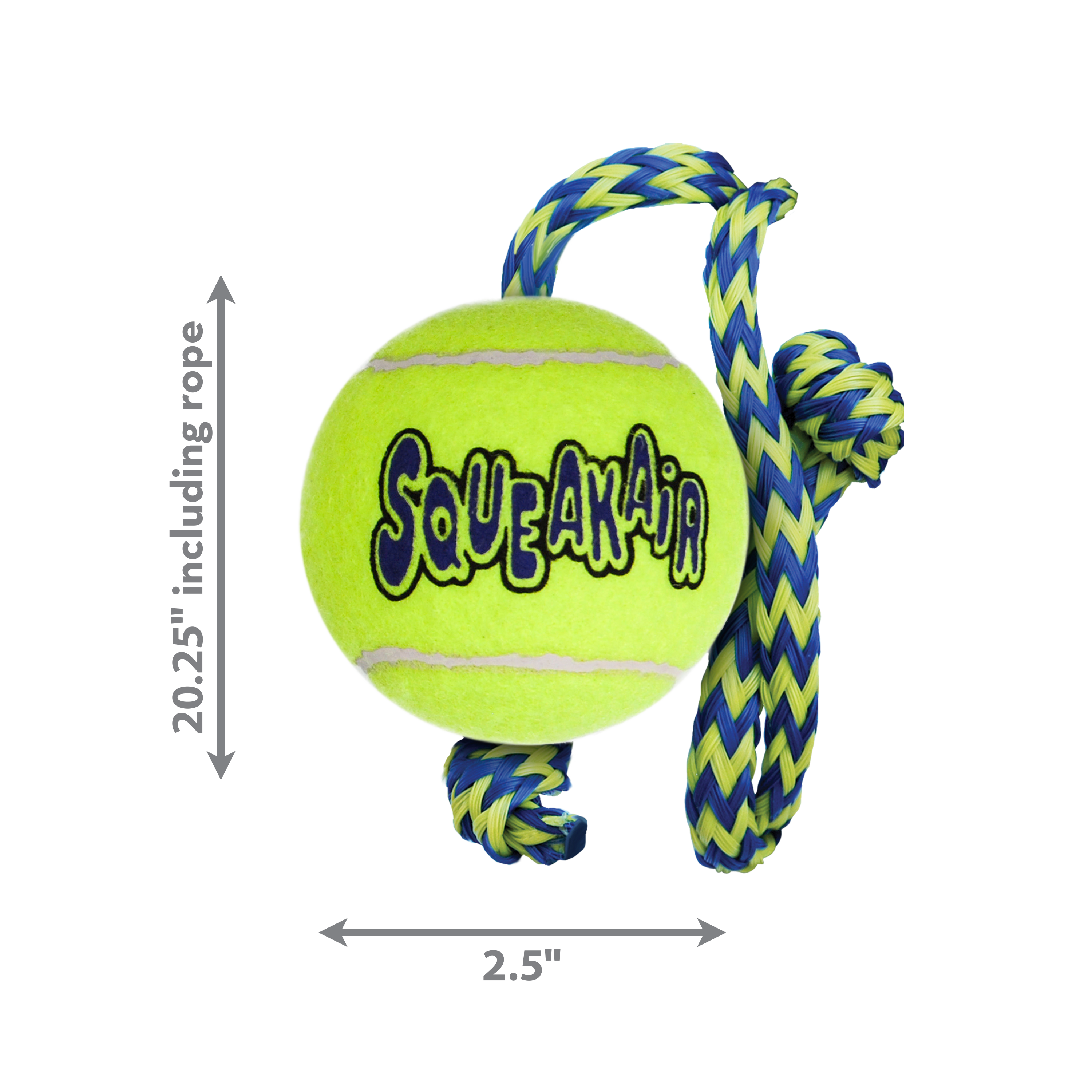 KONG Air Dog Squeaker Tennis Ball With Rope Dog Toy 1ea/MD