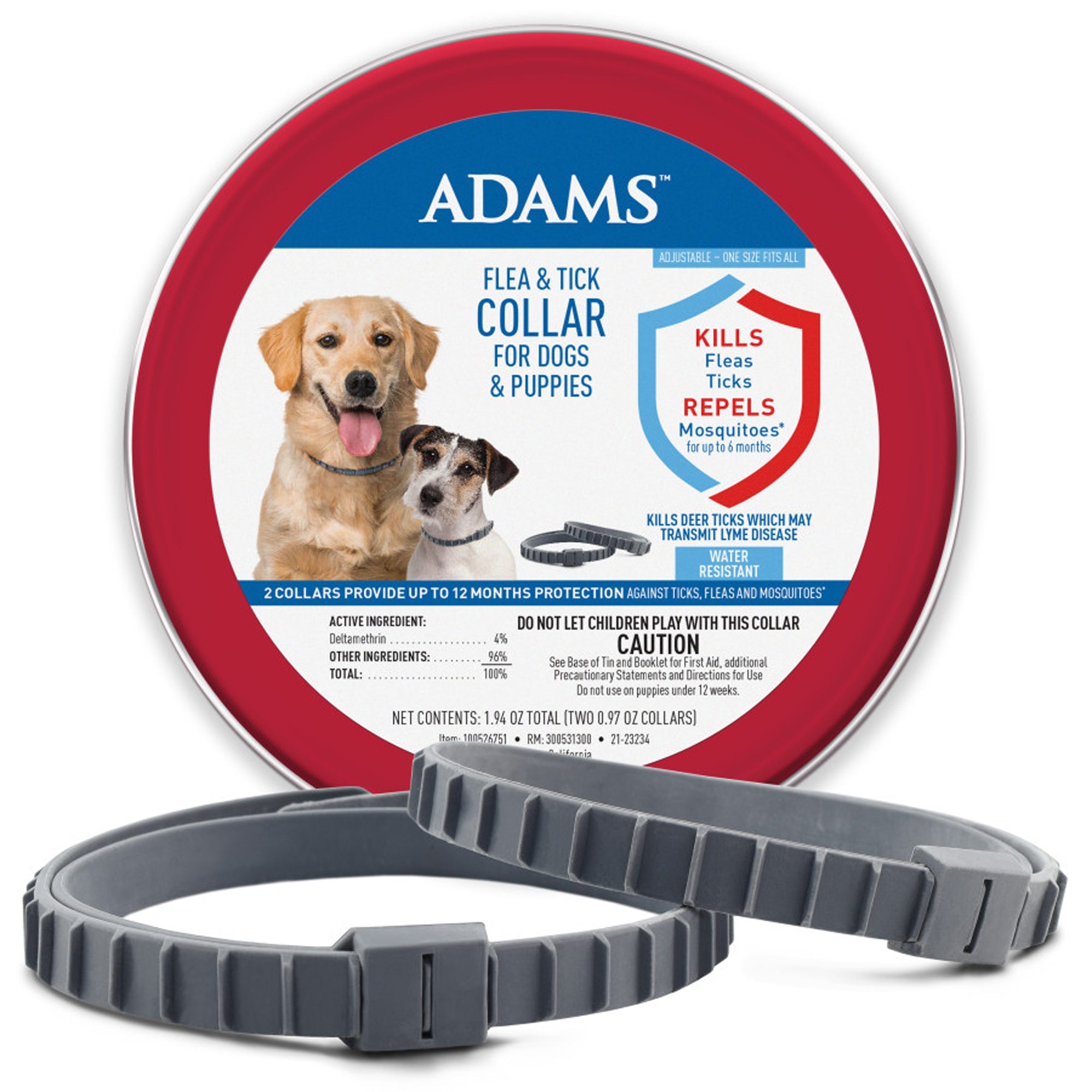 Adams Flea  Tick Collar for Dogs  Puppies 1ea/2 pk