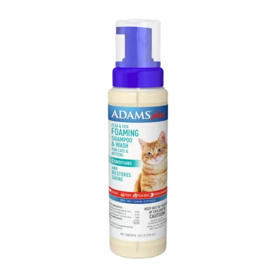 Adams Plus Flea  Tick Foaming Shampoo  Wash for Cats  Kittens 1ea/10 oz