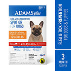 Adams Plus Flea  Tick Prevention Spot On for Dogs 3 Month Supply, Clear, 1ea/Medium Dogs 15 To 30 lb