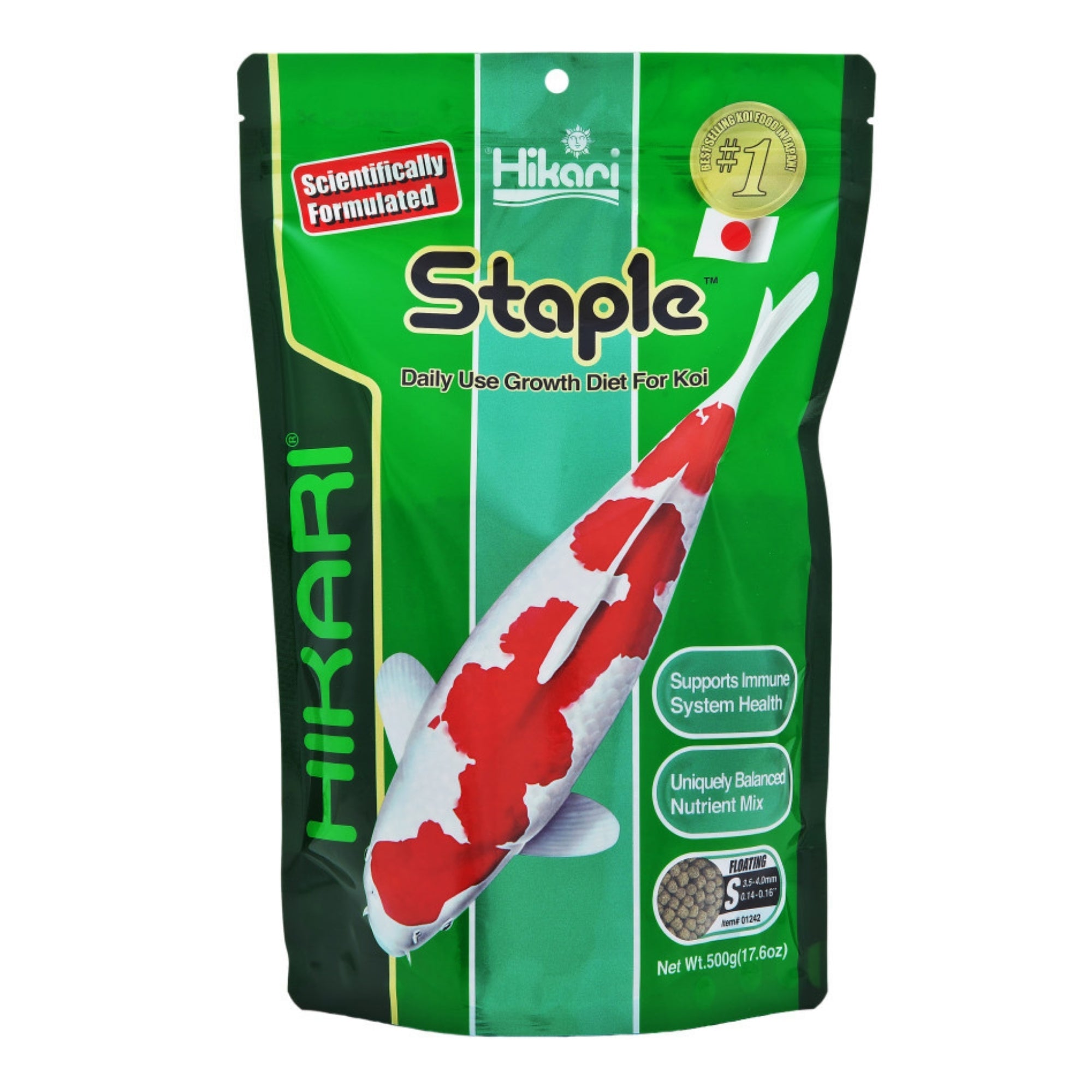 Hikari USA Staple Growth Formula Pellet Fish Food for Koi and Other Pond Fishes 1ea/17.6 oz, Mini