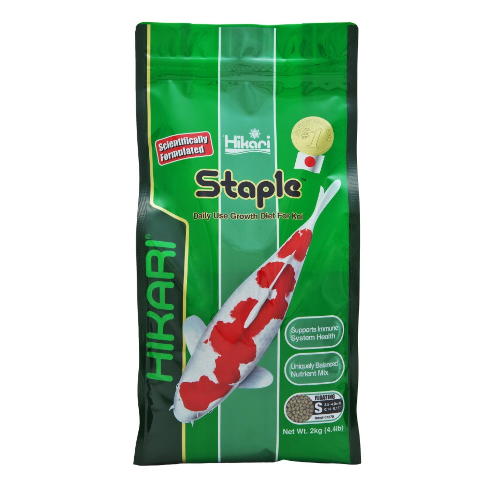 Hikari USA Staple Growth Formula Pellet Fish Food for Koi and Other Pond Fishes 1ea/4.4 lb, Mini