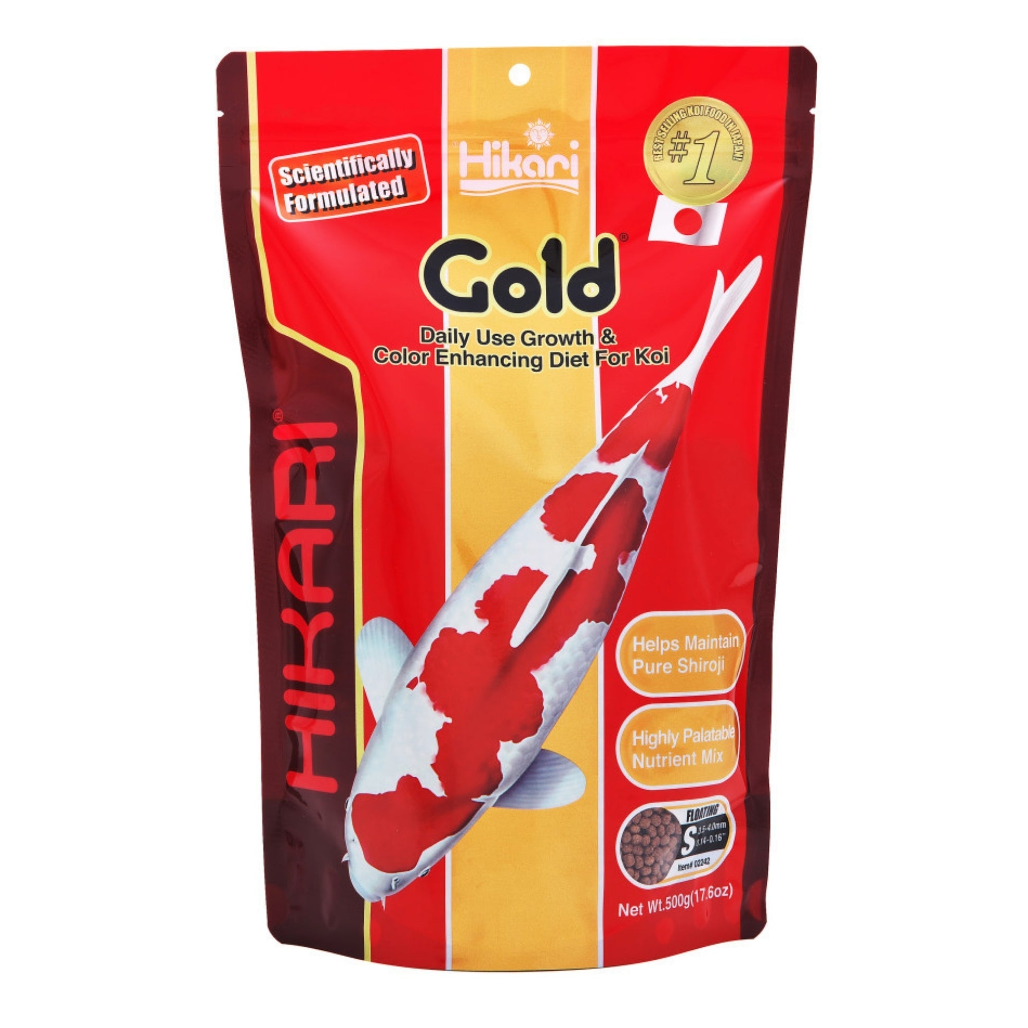 Hikari USA Gold Color Enhancing Pellet Fish Food for Koi and Pond Fishes 1ea/17.6 oz, Mini