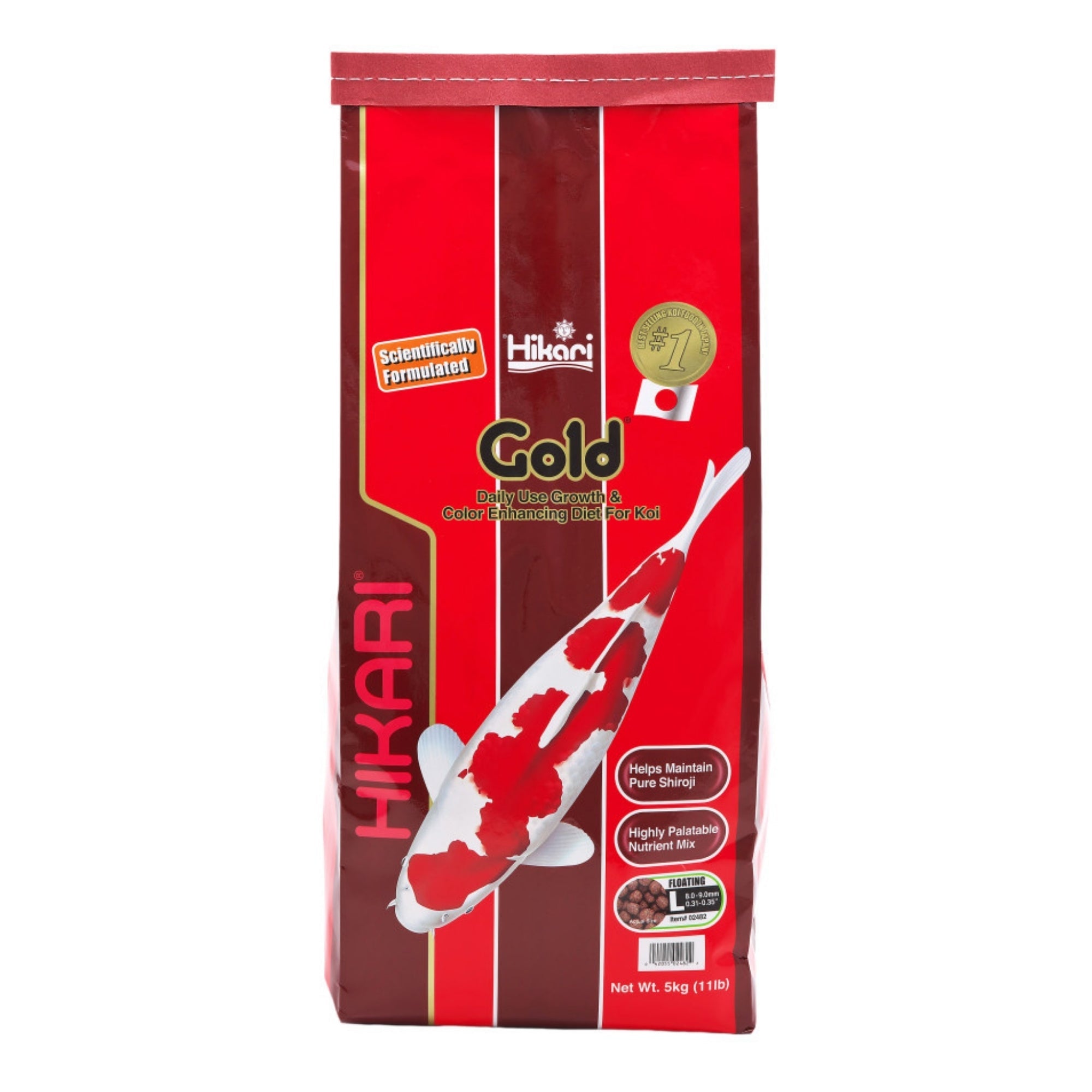 Hikari USA Gold Color Enhancing Pellet Fish Food for Koi and Pond Fishes 1ea/11 lb, LG