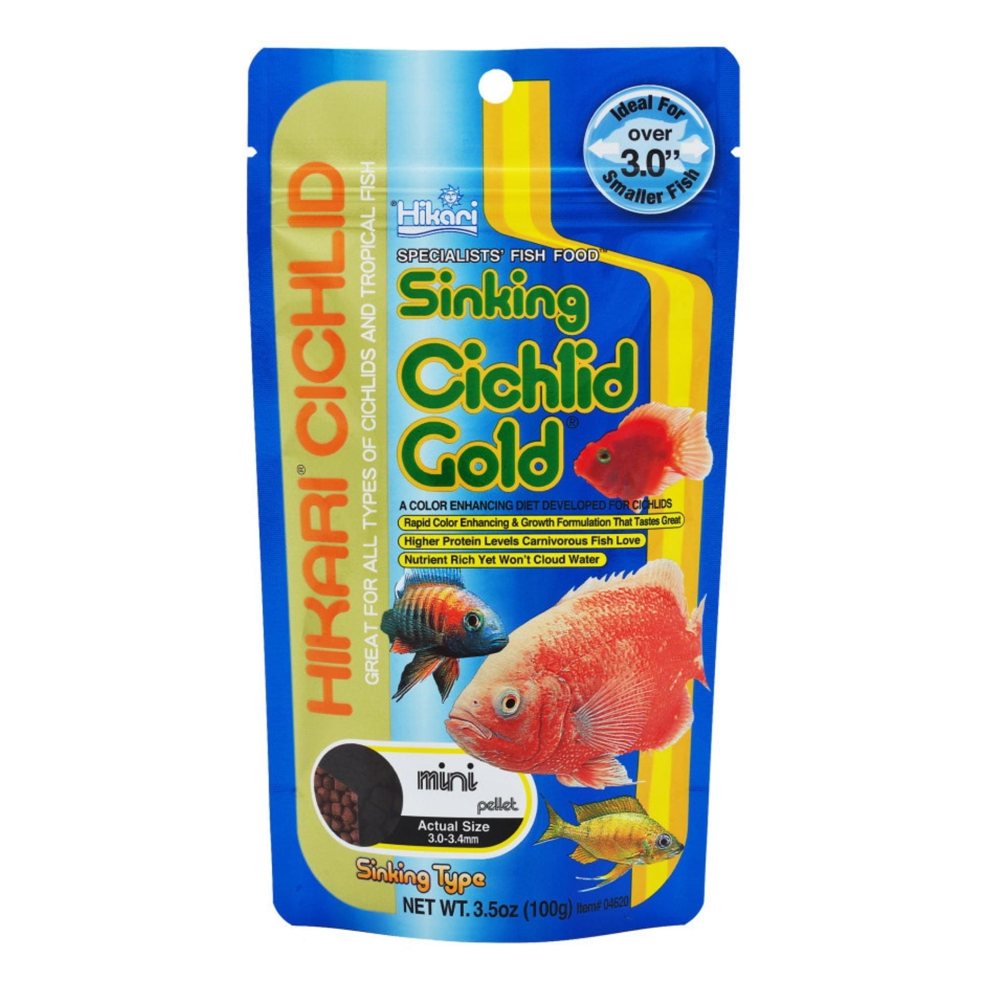 Hikari USA Cichlid Gold Sinking Pellets Fish Food 1ea/3.5 oz, Mini