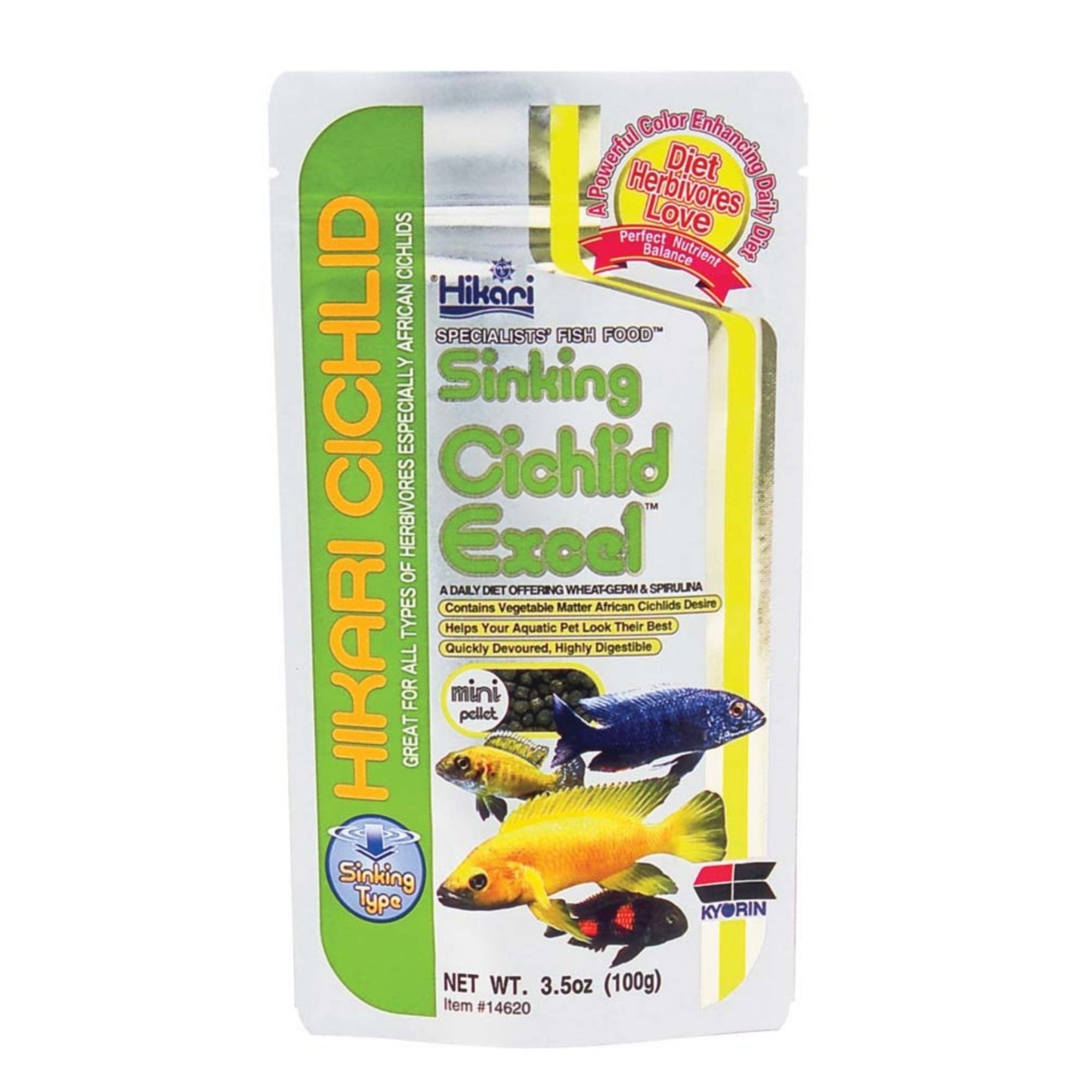 Hikari USA Cichlid Gold Sinking Pellets Fish Food 1ea/2.2 lb, Mini