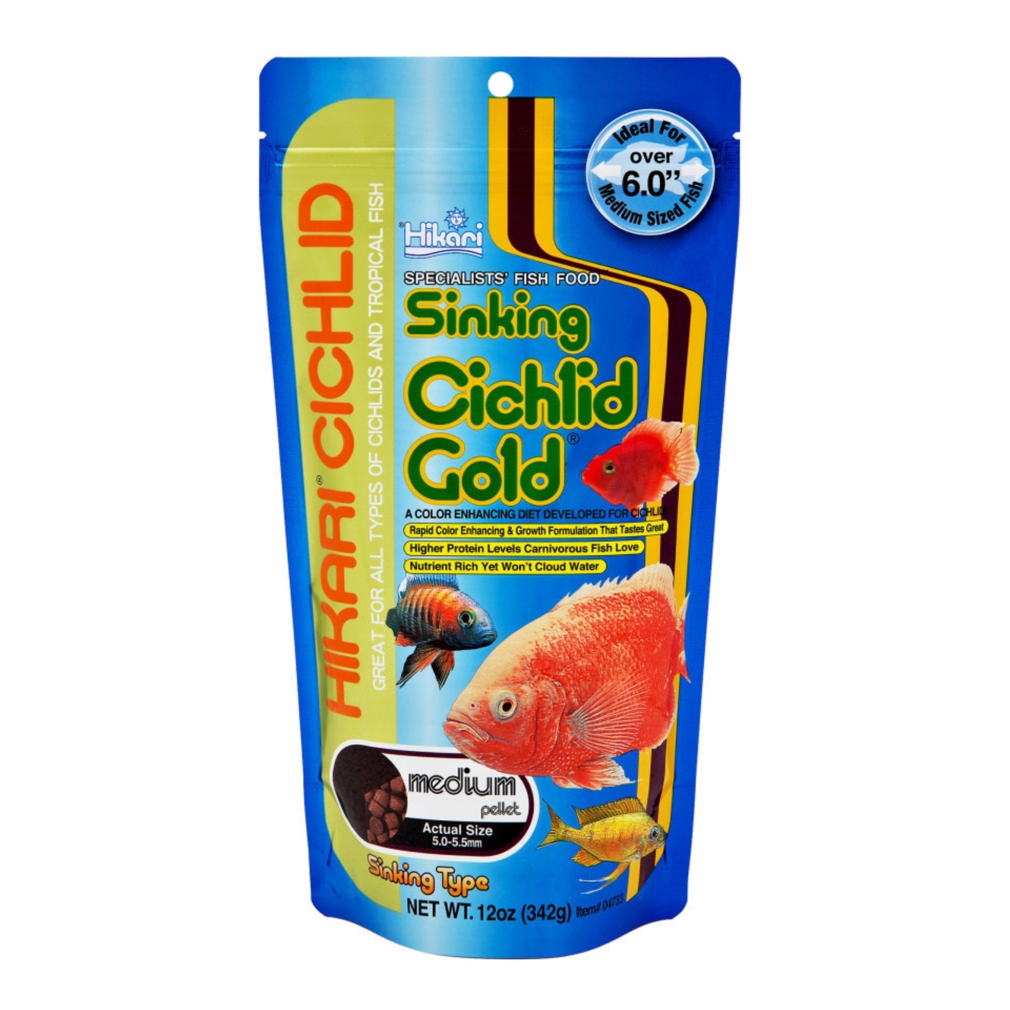 Hikari USA Cichlid Gold Sinking Pellets Fish Food 1ea/12 oz, MD