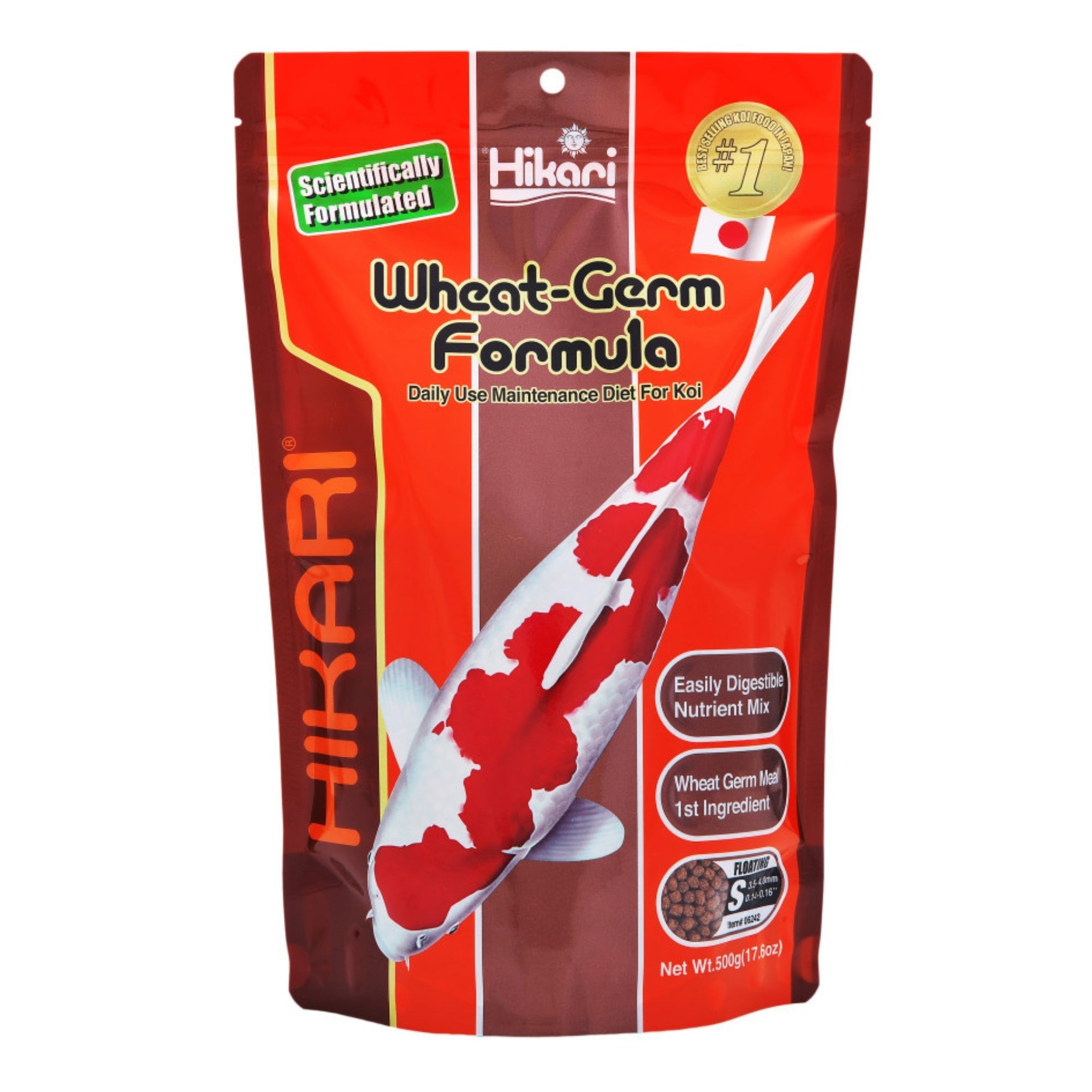 Hikari USA WheatGerm Floating Pellet Fish Food for Koi, Goldfish and Other Pond Fishes 1ea/17.6 oz, Mini