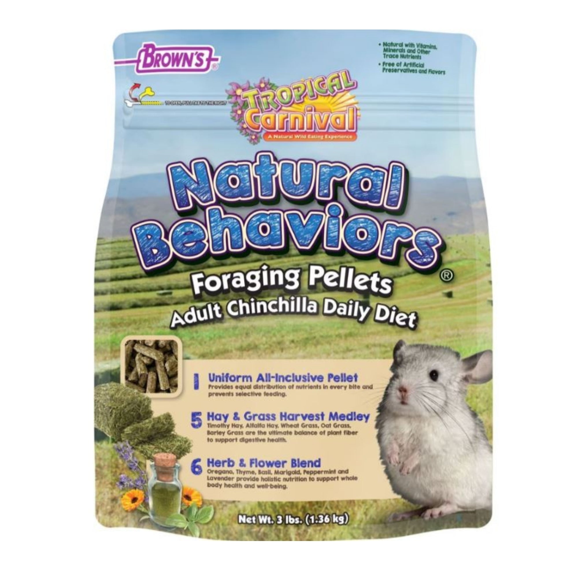 Tropical Carnival Foraging Pellets Chinchilla Food 3 Lb