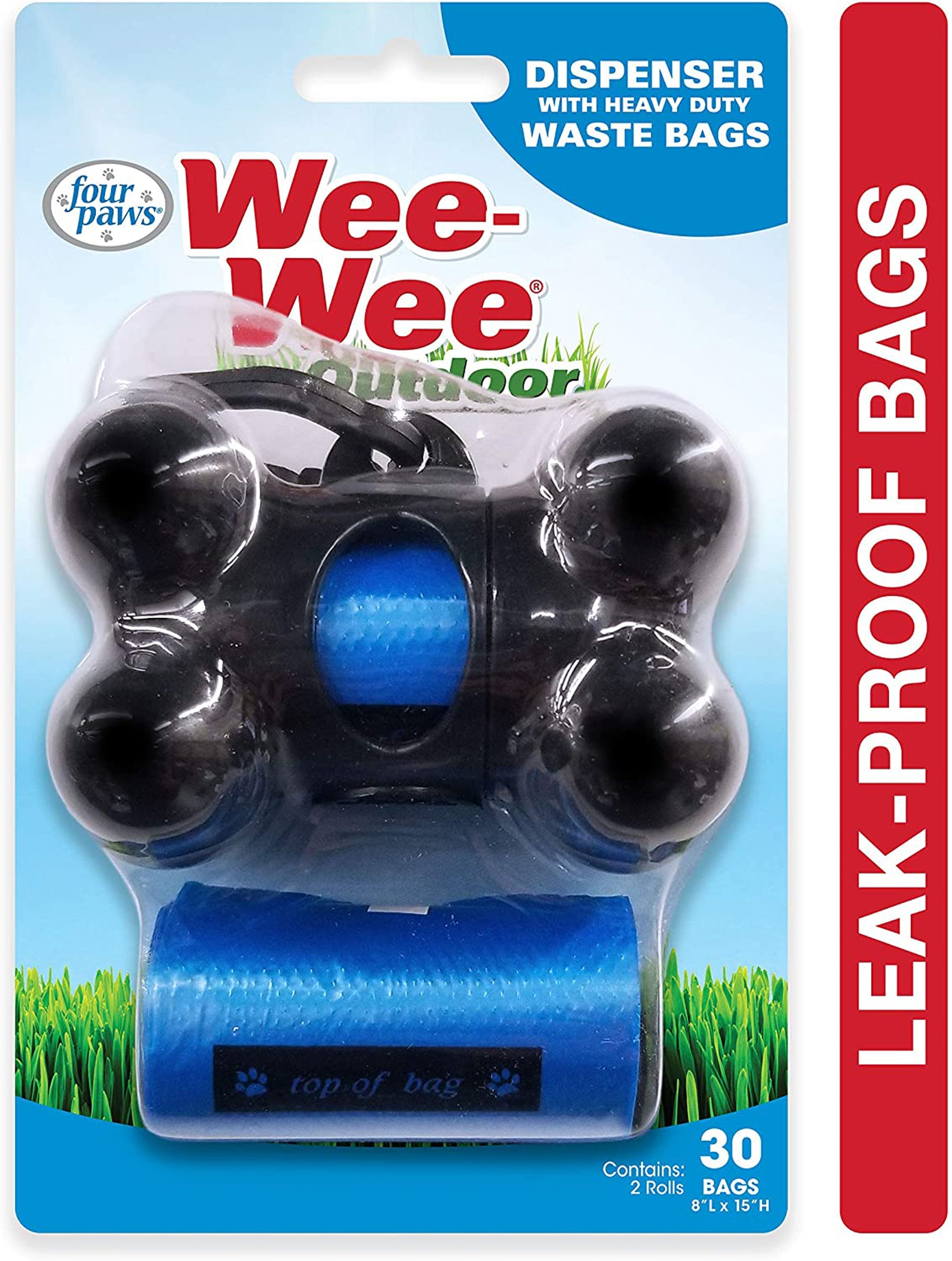 Four Paws WeeWee Outdoor Dog Waste Bag Dispenser with Heavy Duty Waste Bags 1ea/30 ct