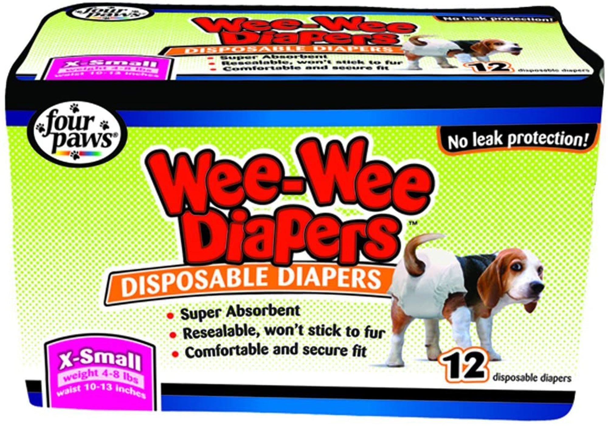 Four Paws WeeWee Disposable Dog Diapers 1ea/XS 12 ct