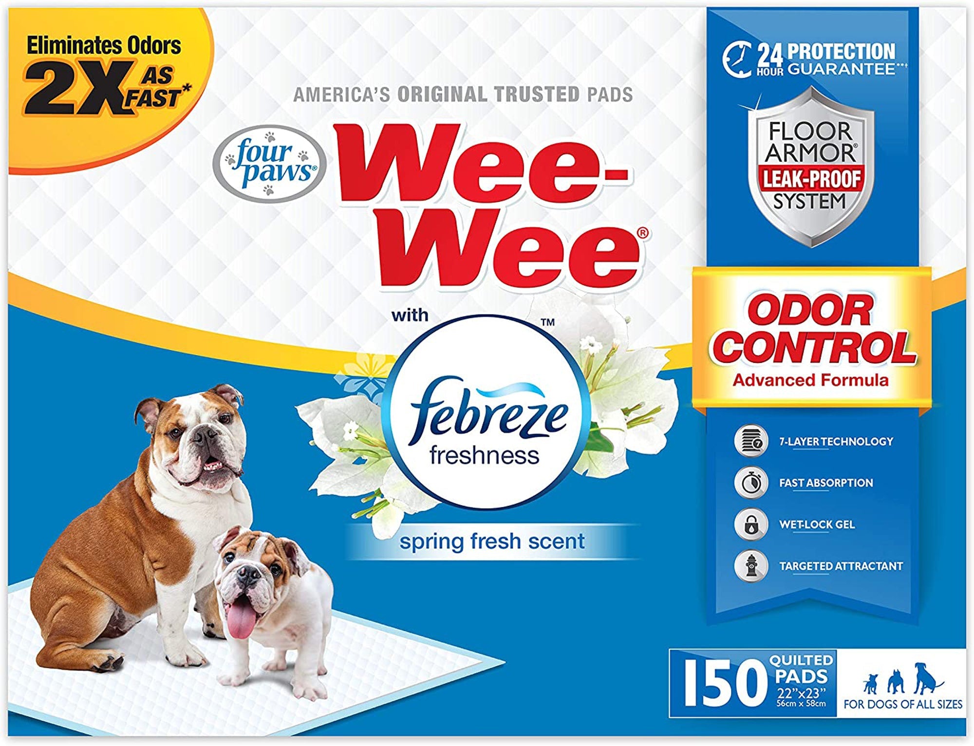 Four Paws WeeWee Odor Control Dog Training Pads with Febreze Freshness 1ea/22 in X 23 in 50 ct
