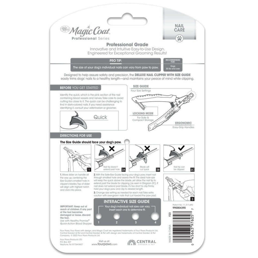 Four Paws Magic Coat Professional Series Deluxe Dog Nail Clipper with Size Guide 1ea/1 ct