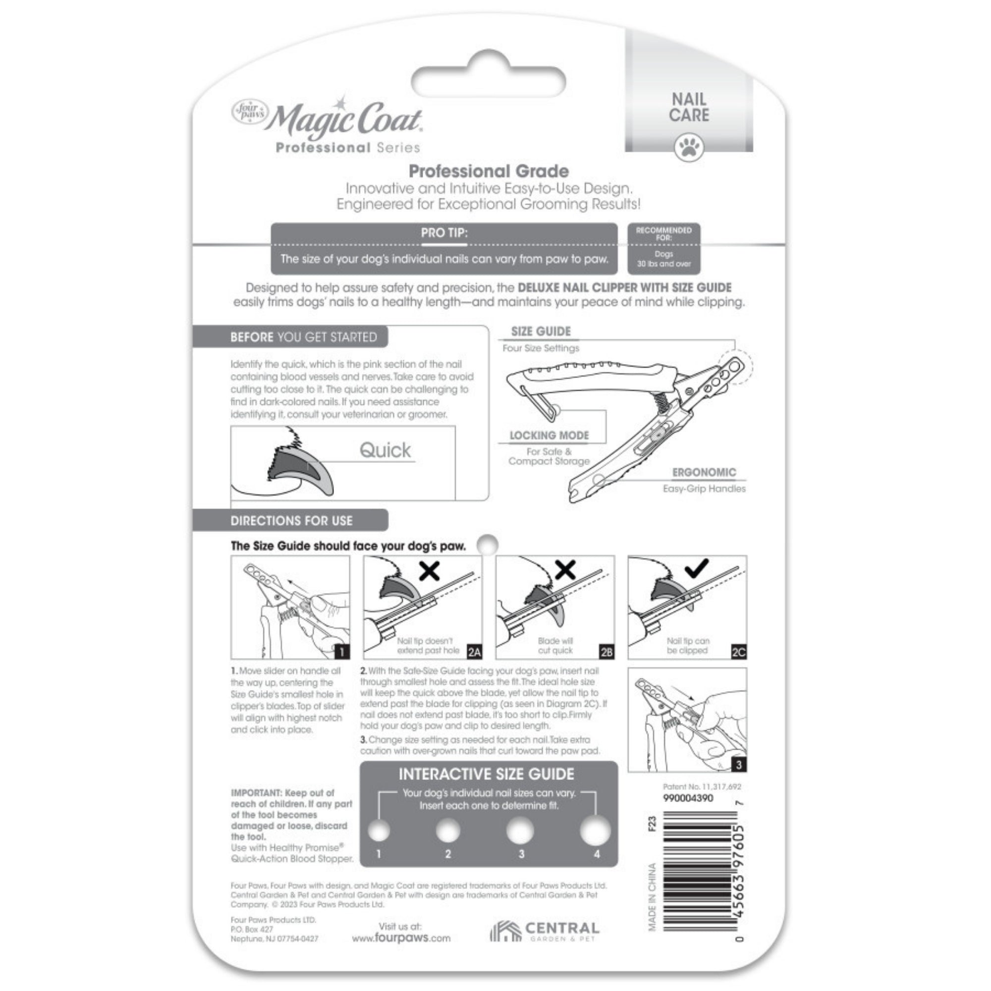 Four Paws Magic Coat Professional Series Deluxe Dog Nail Clipper with Size Guide 1ea/1 ct