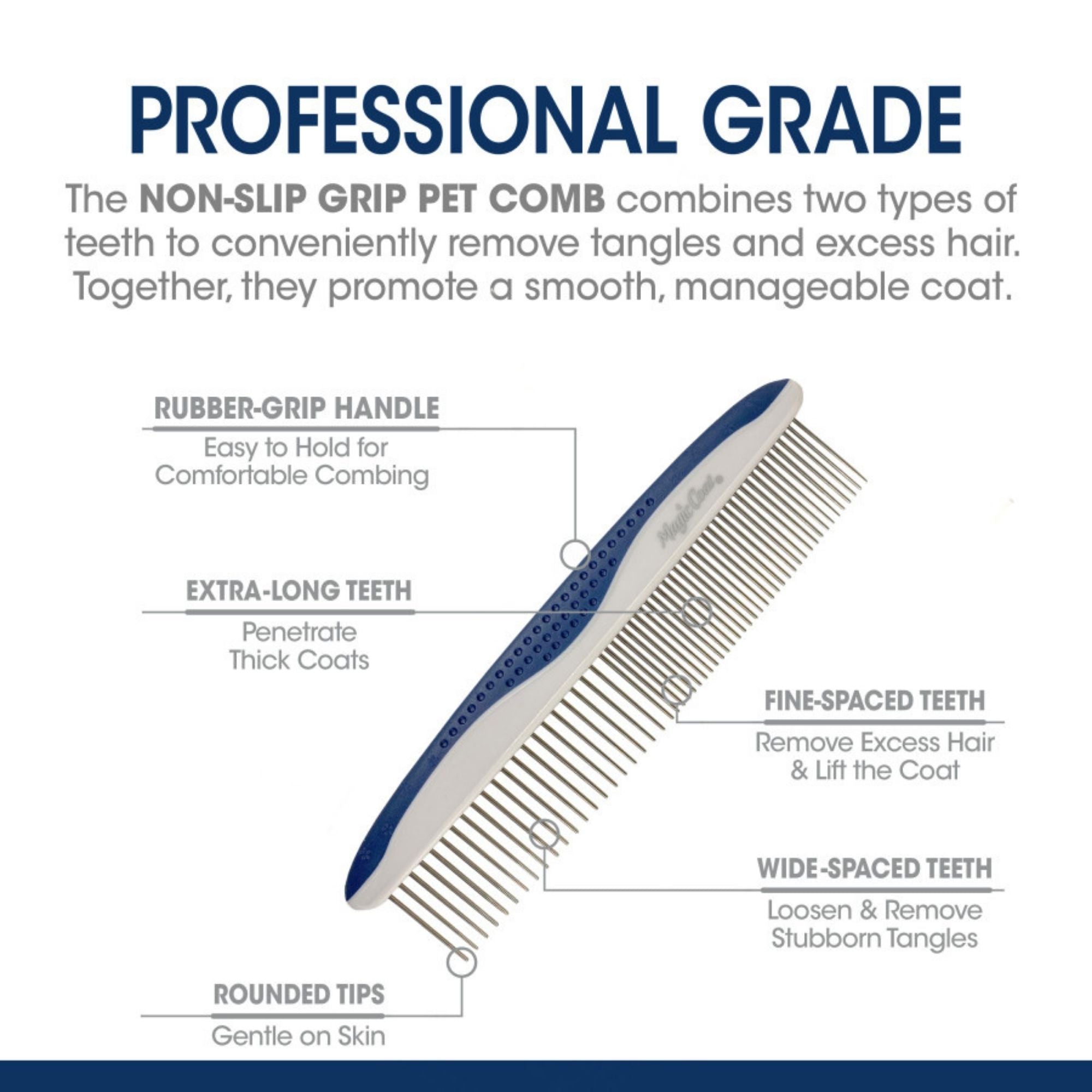 Four Paws Magic Coat Professional Series Non-Slip Grip Pet Comb 1ea/(1 ct)