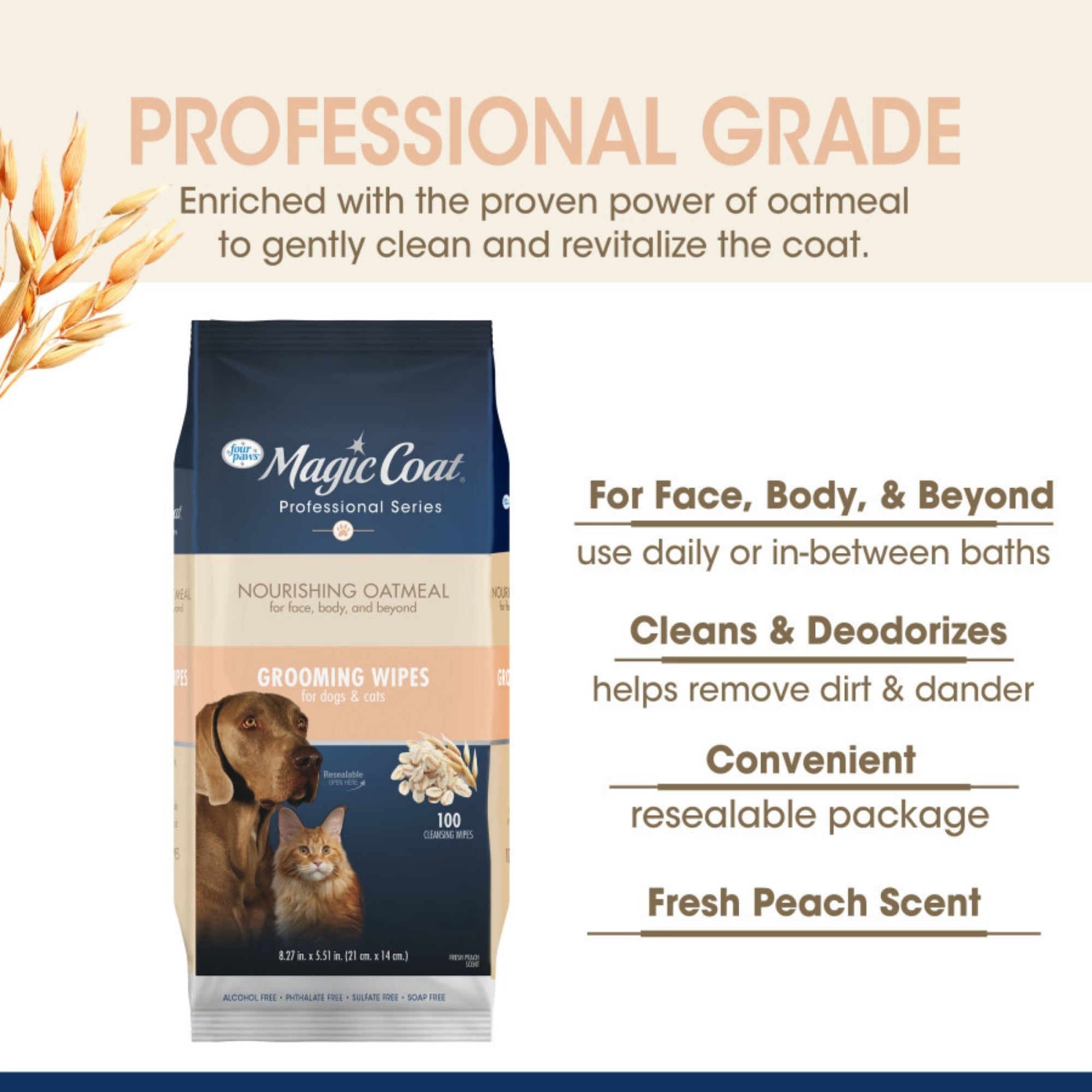Four Paws Magic Coat Professional Series Grooming Wipes 100ct 1ea