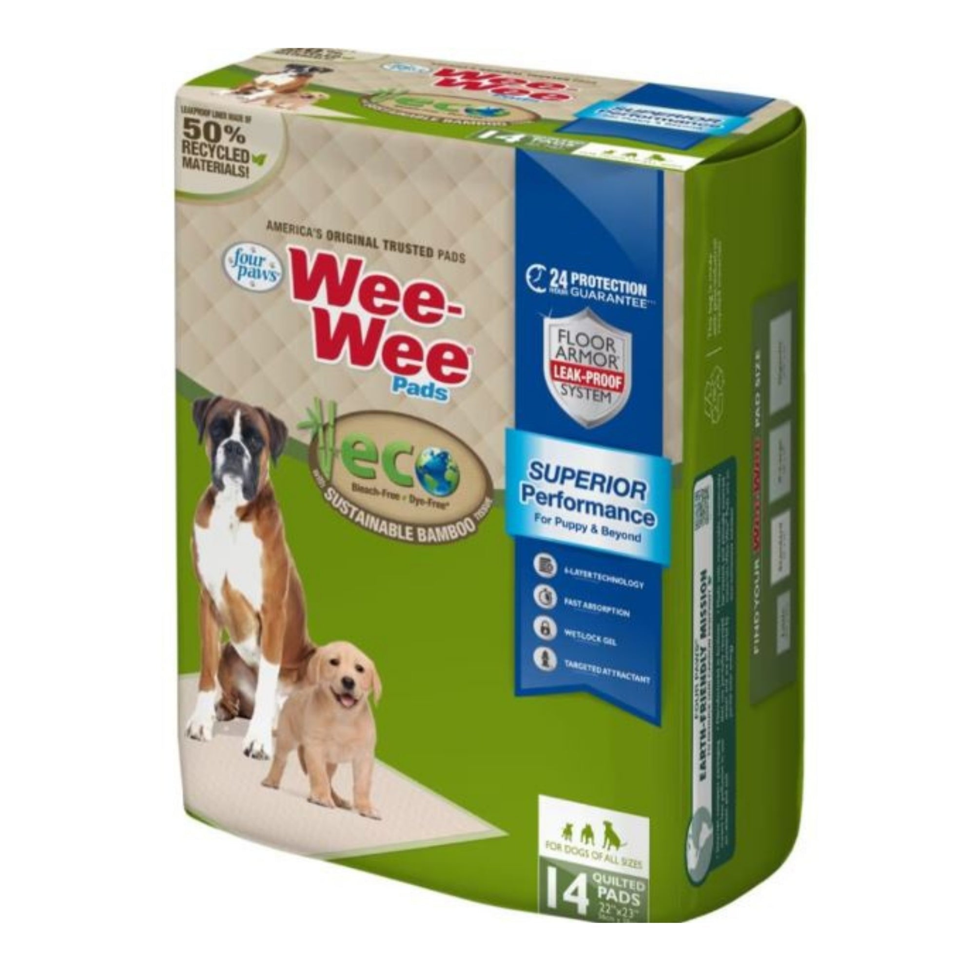 Four Paws WeeWee Superior Performance Eco Bamboo Dog Pee Pads 1ea/22 in X 23 in 14 ct