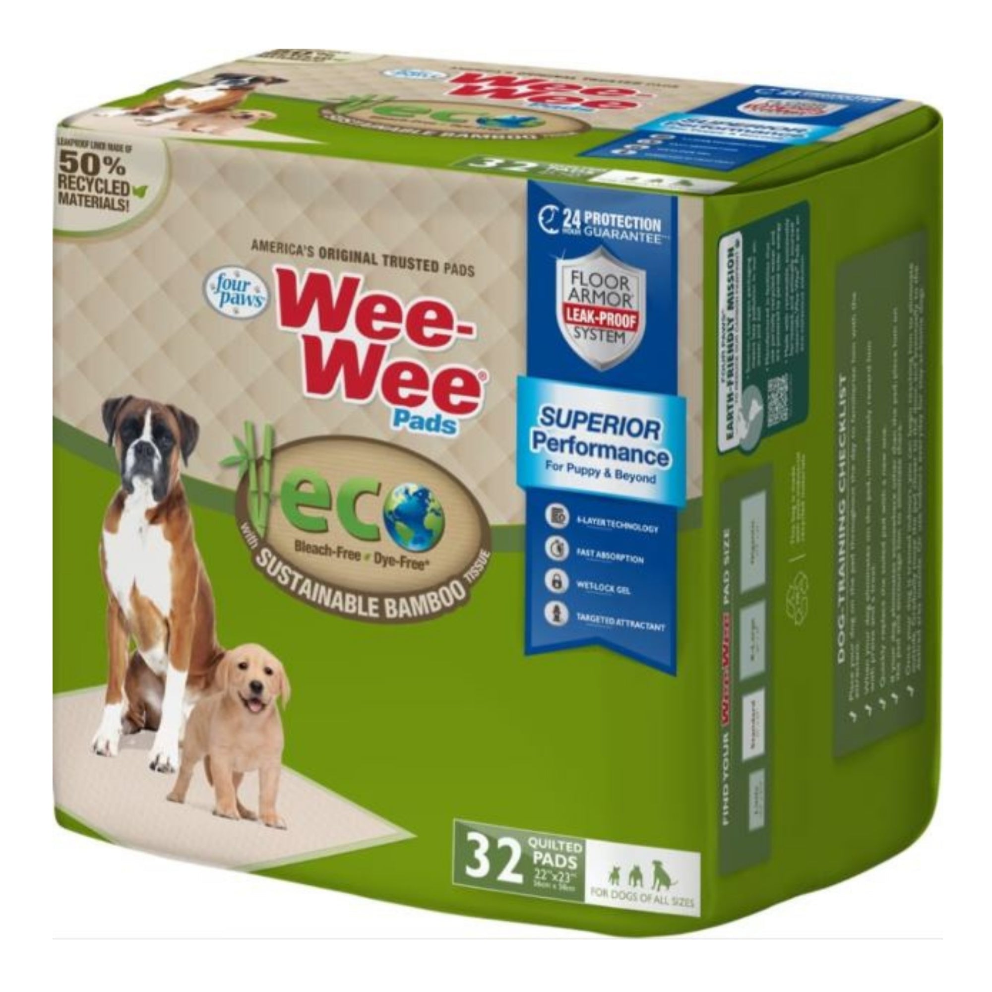 Four Paws WeeWee Superior Performance Eco Bamboo Dog Pee Pads 1ea/22 in X 23 in 32 ct