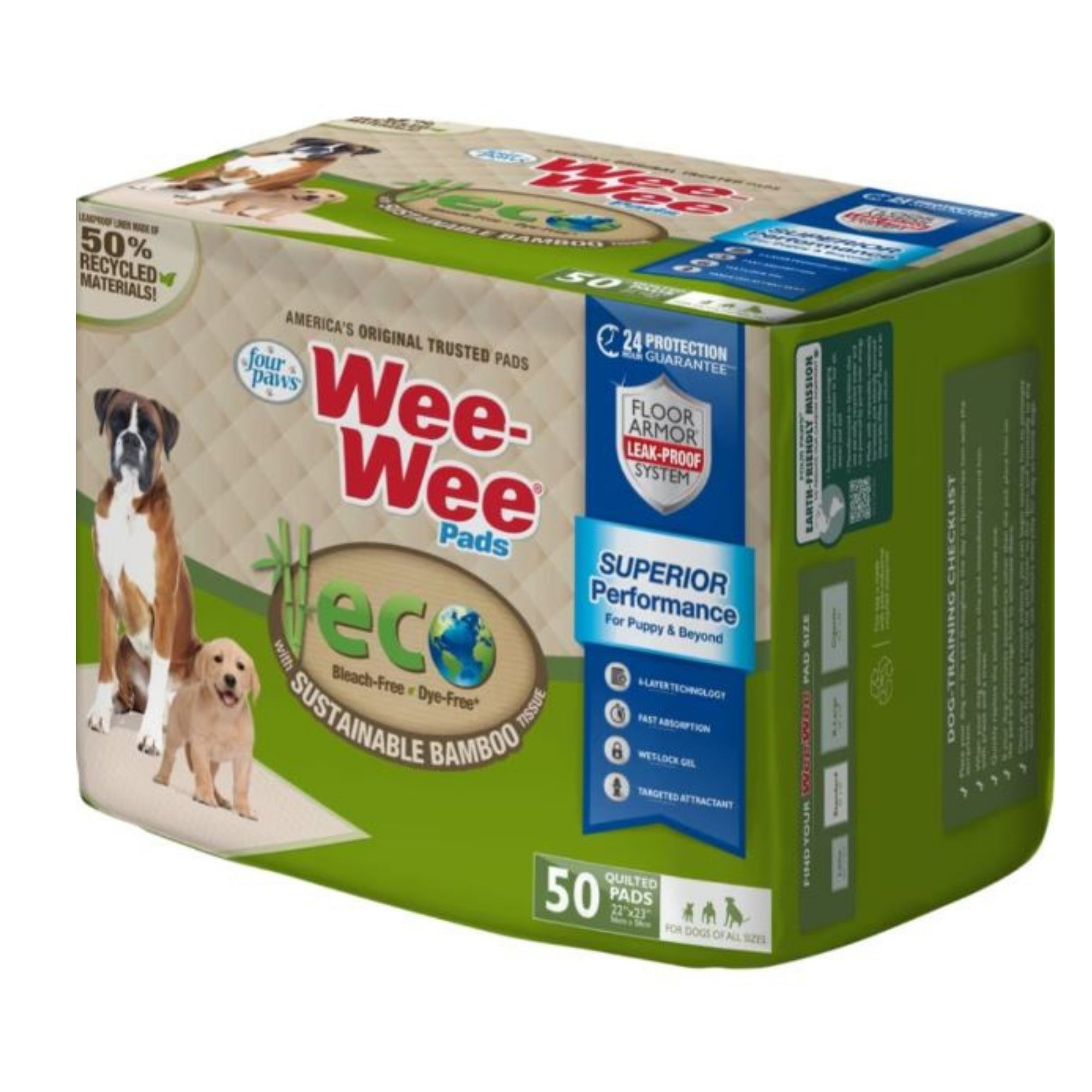 Four Paws WeeWee Superior Performance Eco Bamboo Dog Pee Pads 1ea/22 in X 23 in 50 ct