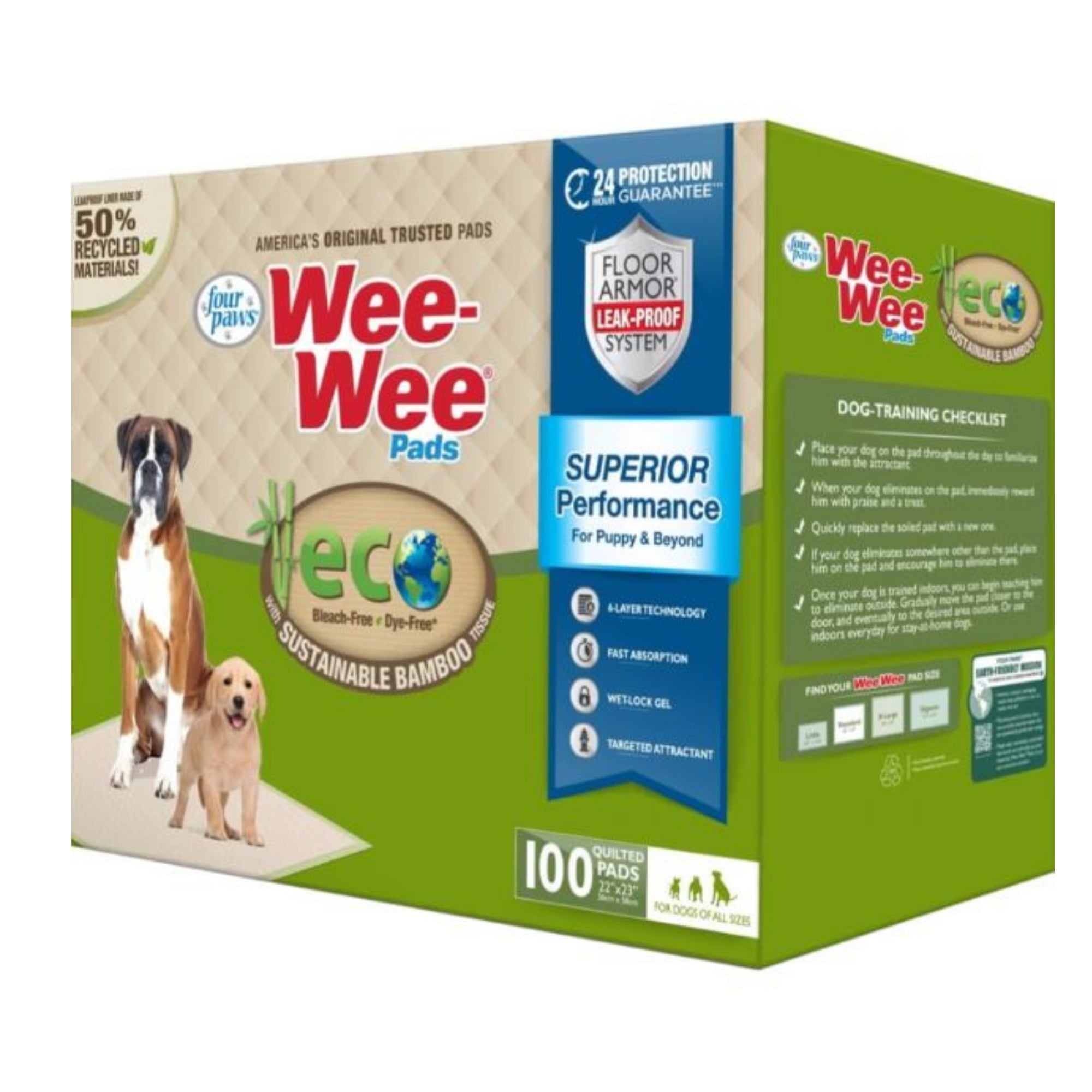 Four Paws WeeWee Superior Performance Eco Bamboo Dog Pee Pads 1ea/22 in X 23 in 100 ct