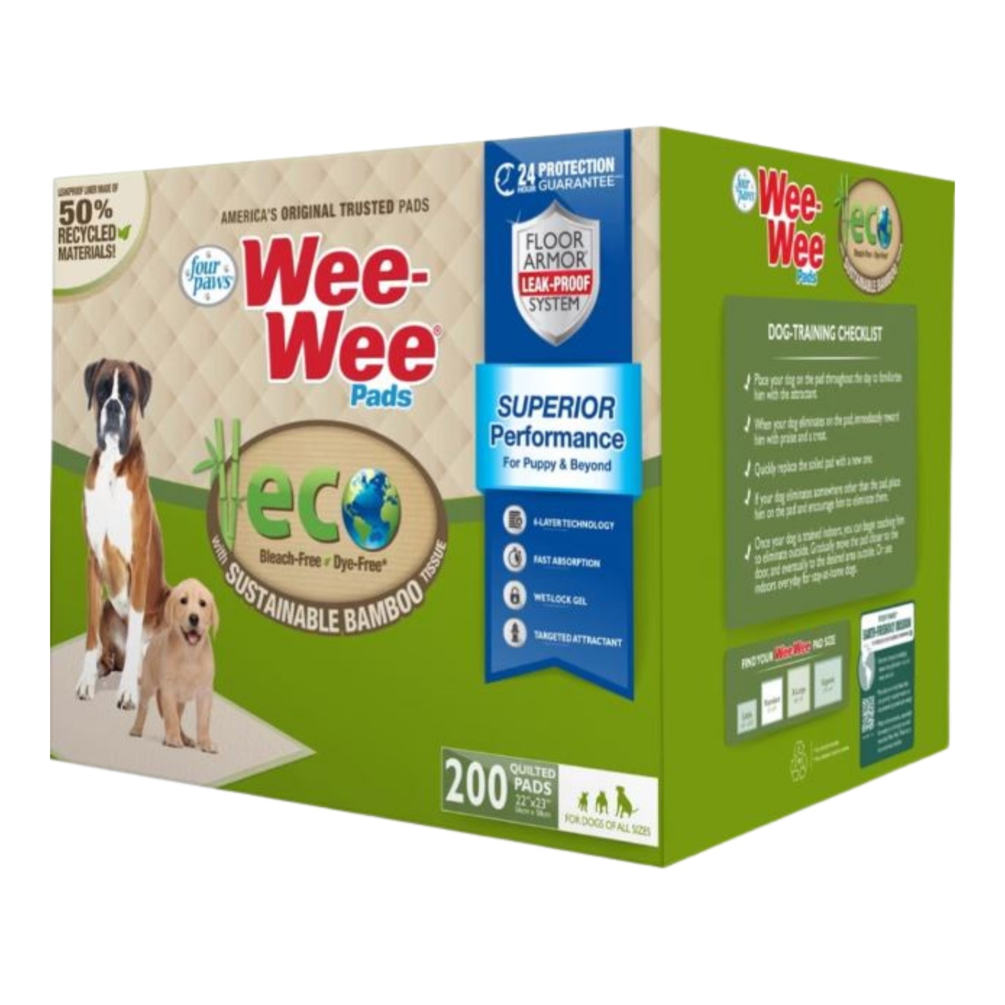 Four Paws WeeWee Superior Performance Eco Bamboo Dog Pee Pads 1ea/22 in X 23 in 200 ct