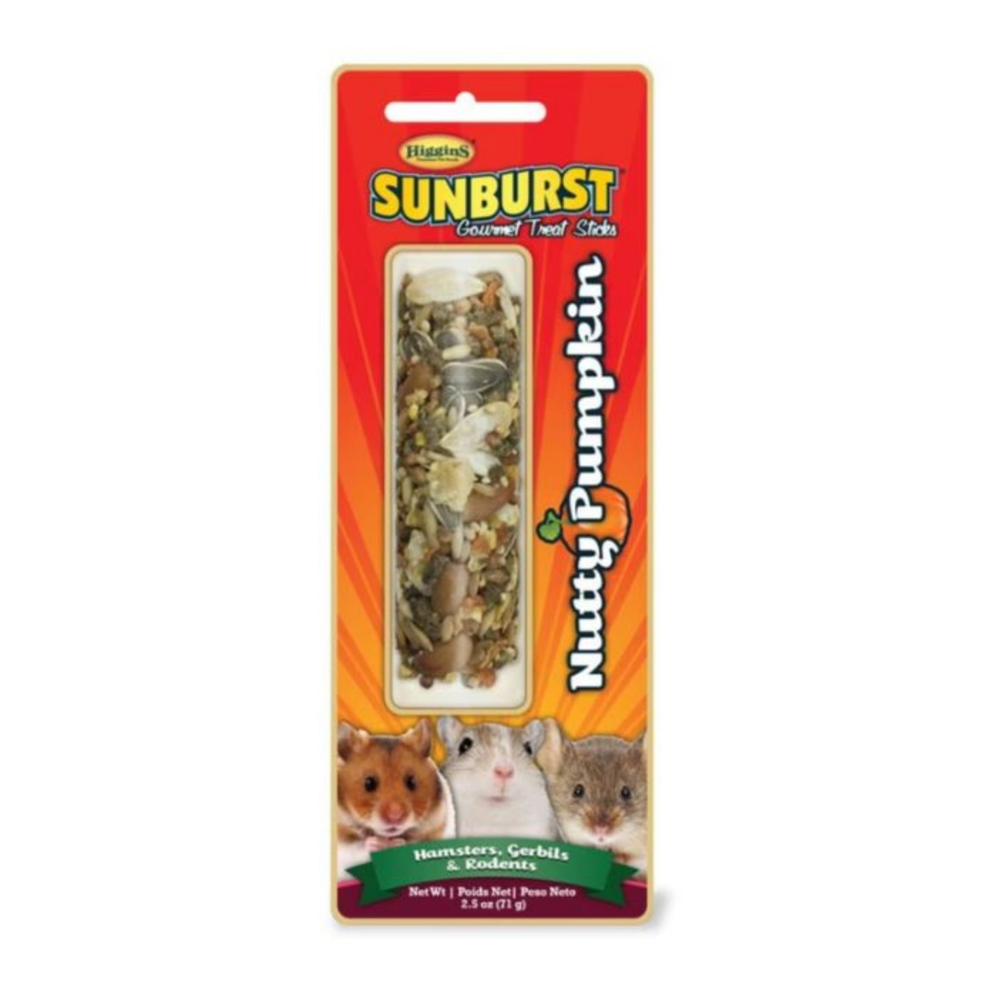 Higgins Sunburst Small Animal Treat Stick Nutty Pumpkin 2.5oz.
