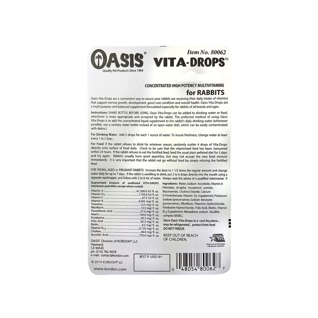 Oasis Vita-Drops High Potential Daily Multivitamin for Rabbits 1ea/2 floz.