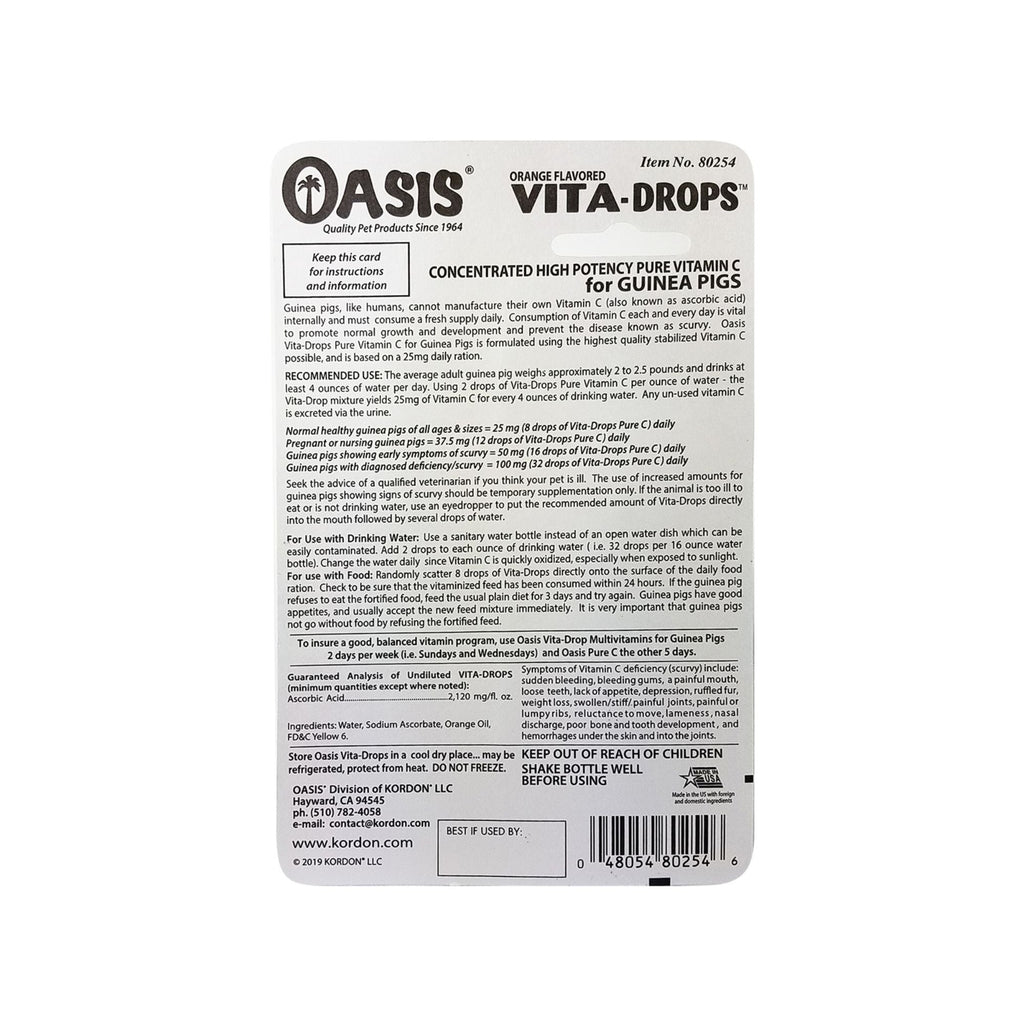 Oasis Vita-Drops Pure Vitamin C for Guinea Pigs 1ea/2 floz.