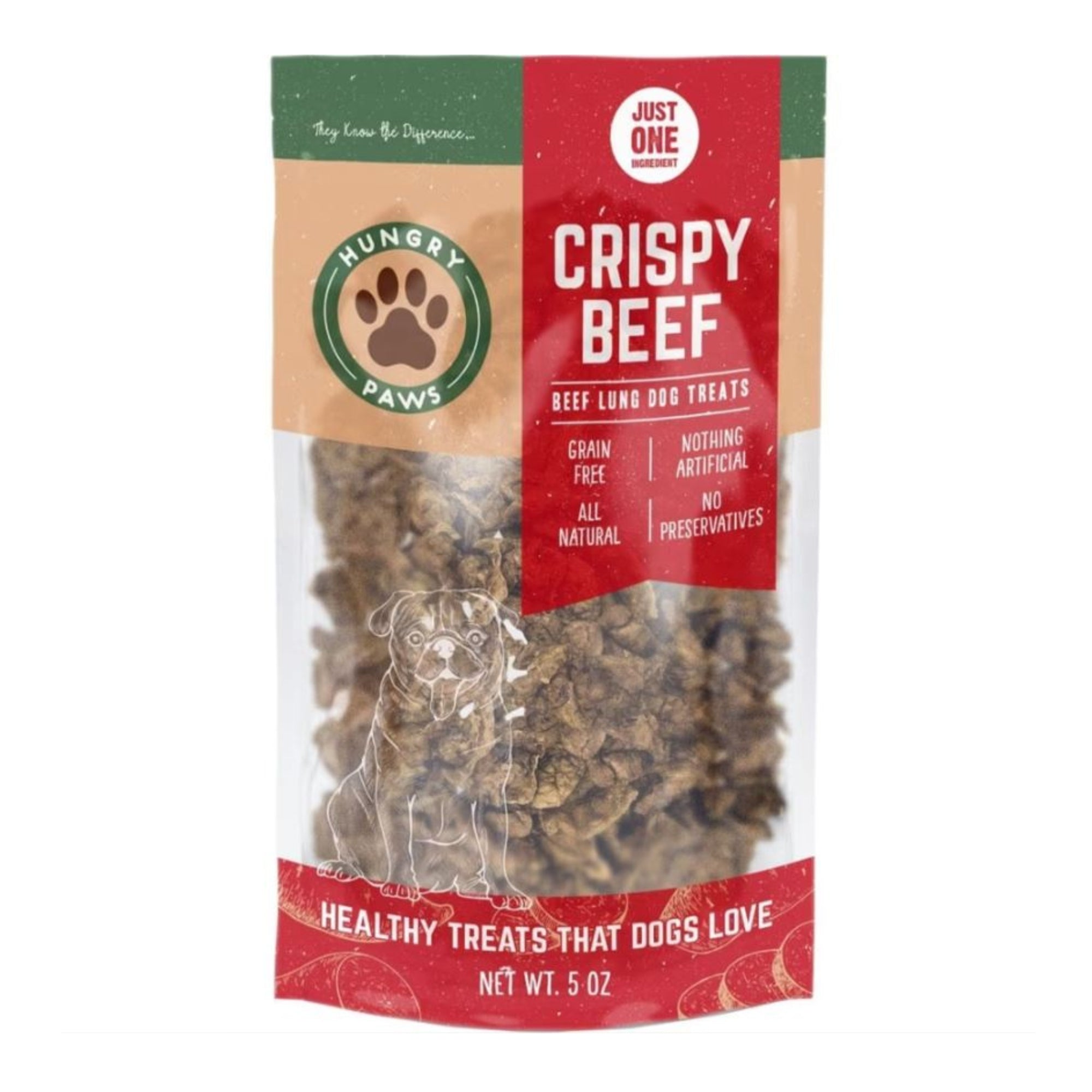 Hungry Paws Crispy Bites Beef Lung 5oz.