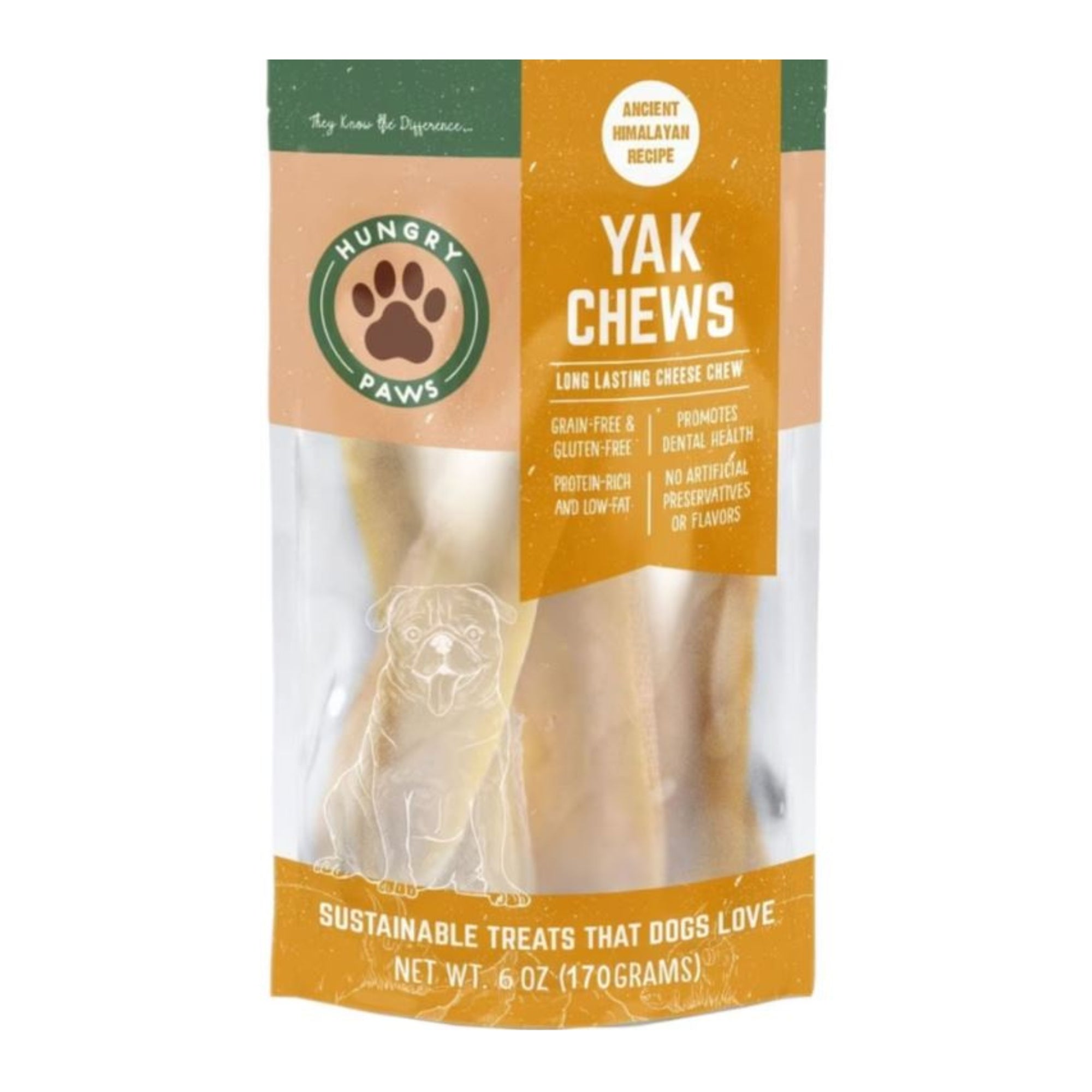 Hungry Paws Long Lasting Dog Chew Treat Yak Cheese 6oz.