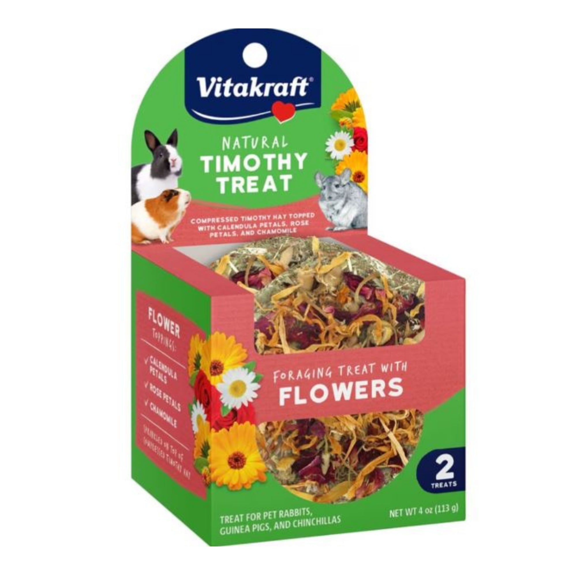 Vitakraft Natural Timothy Treat W/Flowers Sm An Flowers 4oz.-2 Pk