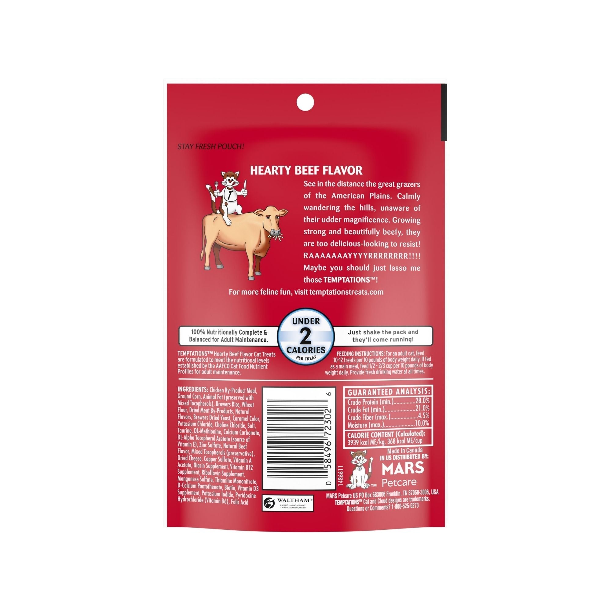 Temptations Classics Crunchy & Soft Adult Cat Treats Hearty Beef 1ea/3oz.