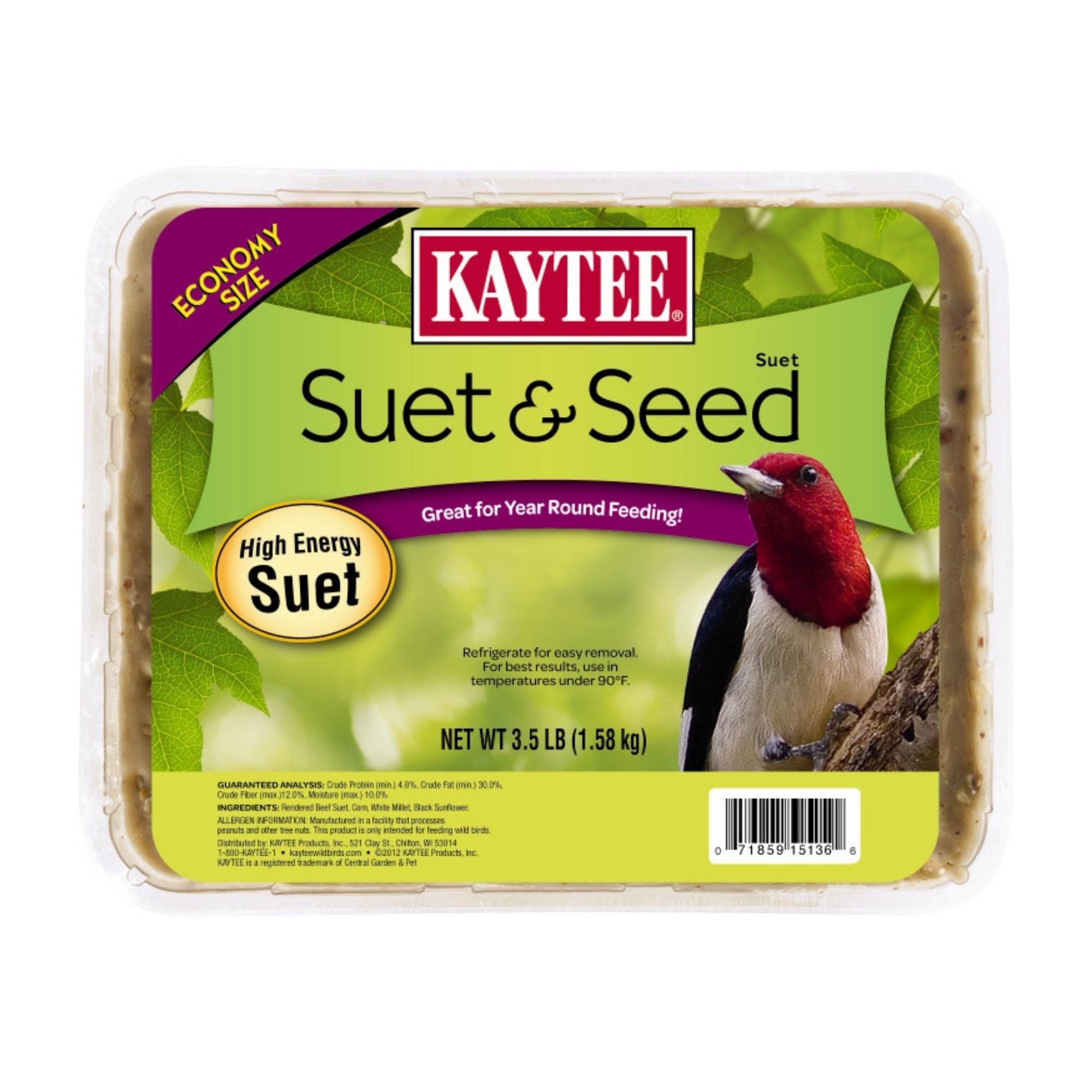 Kaytee Suet & Seed, High Energy Suet Cake Economy Size 1ea/3.5 lb