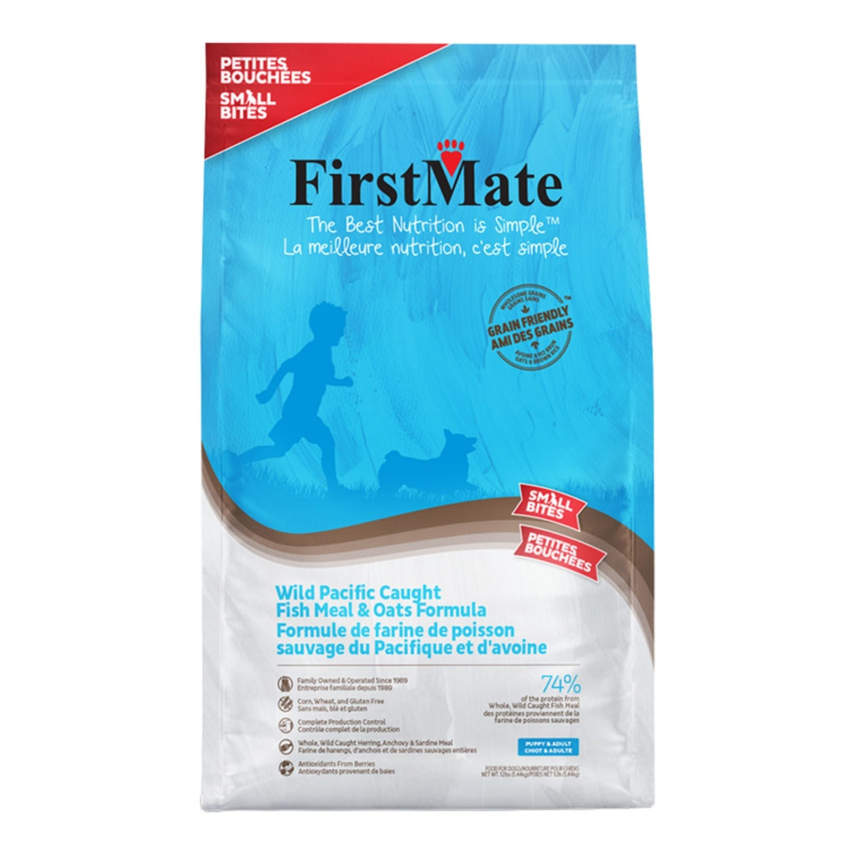 Firstmate Dog Small Bites Grain Friendly Wild Pacific Caught Fish & Oats 12Lbs