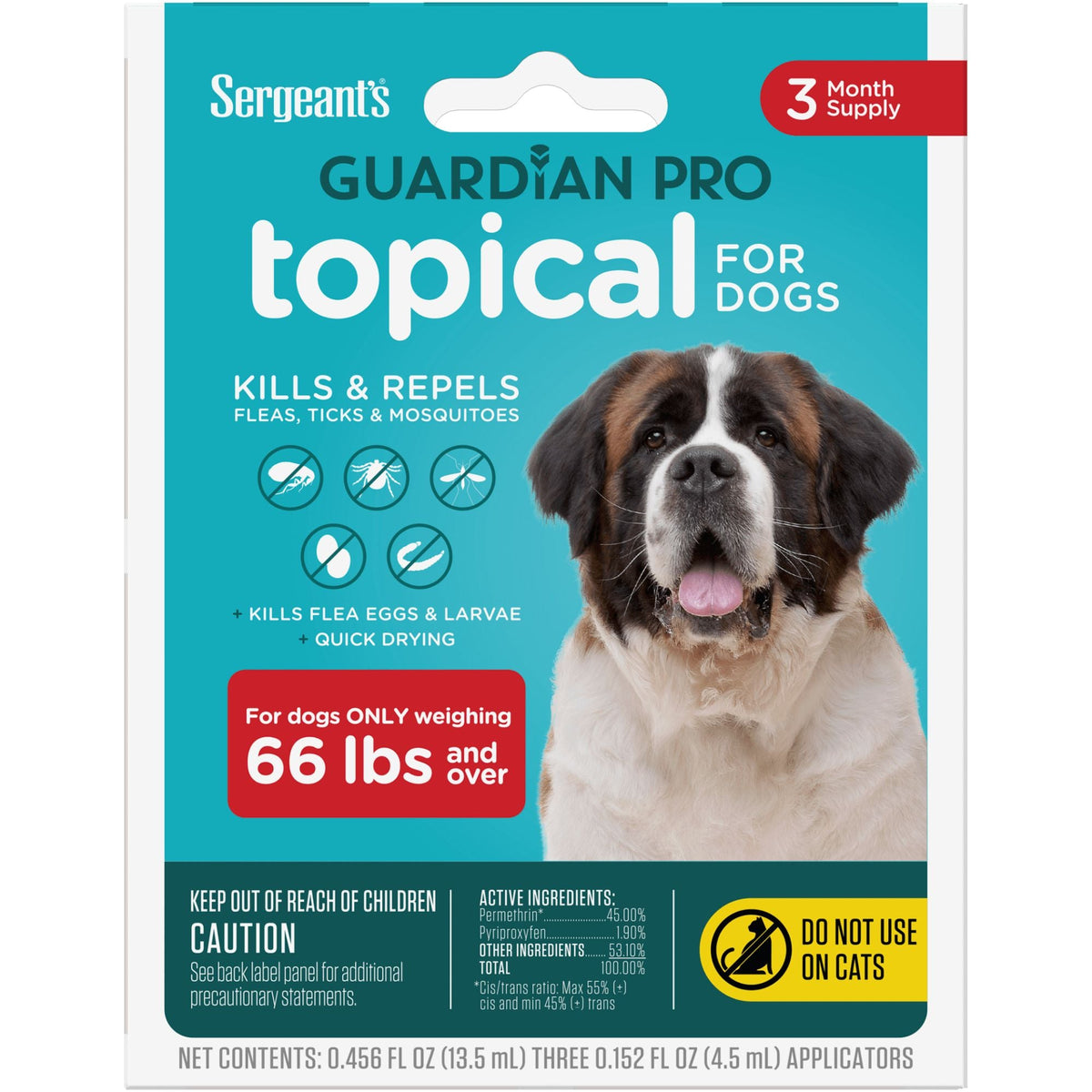 Sergeant's Guardian Pro Flea & Tick Squeeze On Dog under 33 lb 3 ct